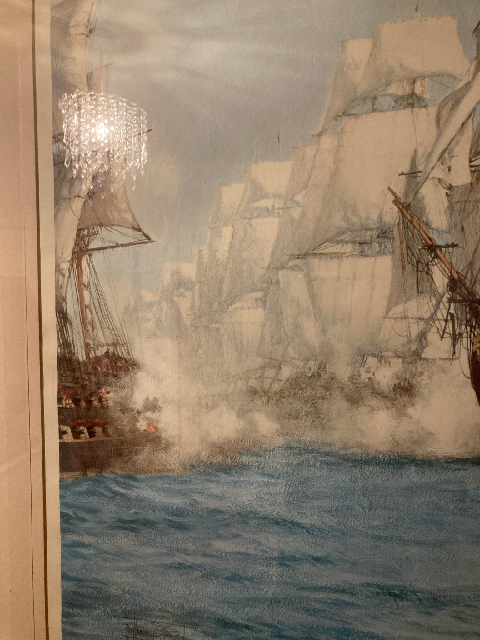 Gran Cuadro Firmado Batalla de Trafalger por Montague Dawson. siglo XX en venta