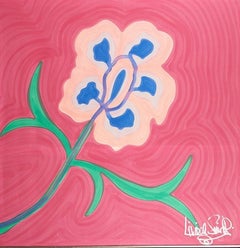 Large, Signed, Framed Livio De Simone Original Hand Painted Flower on Fabric