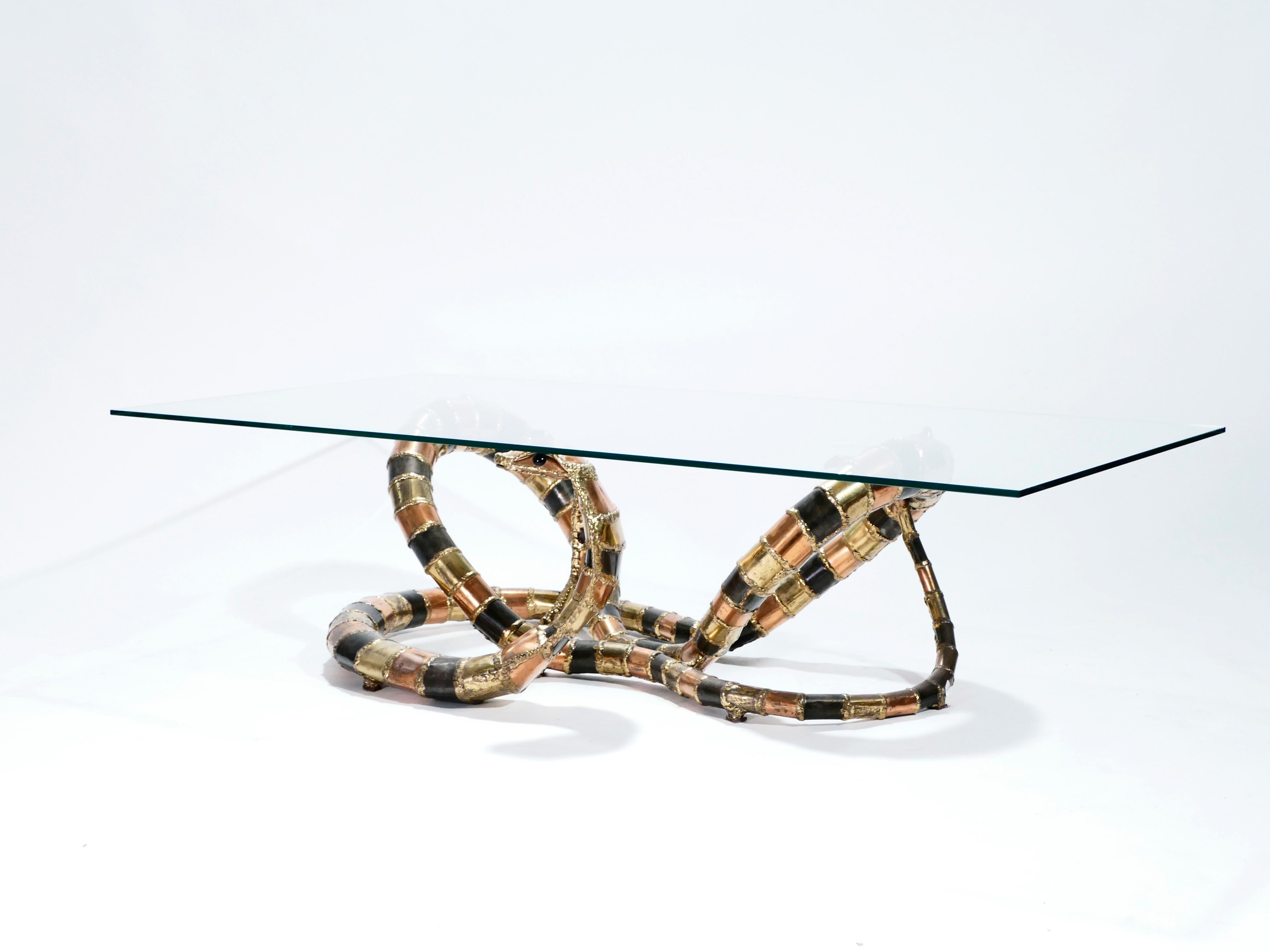 Large Signed French Isabelle Faure Cobra Coffee Table, 1970s In Good Condition In Paris, IDF