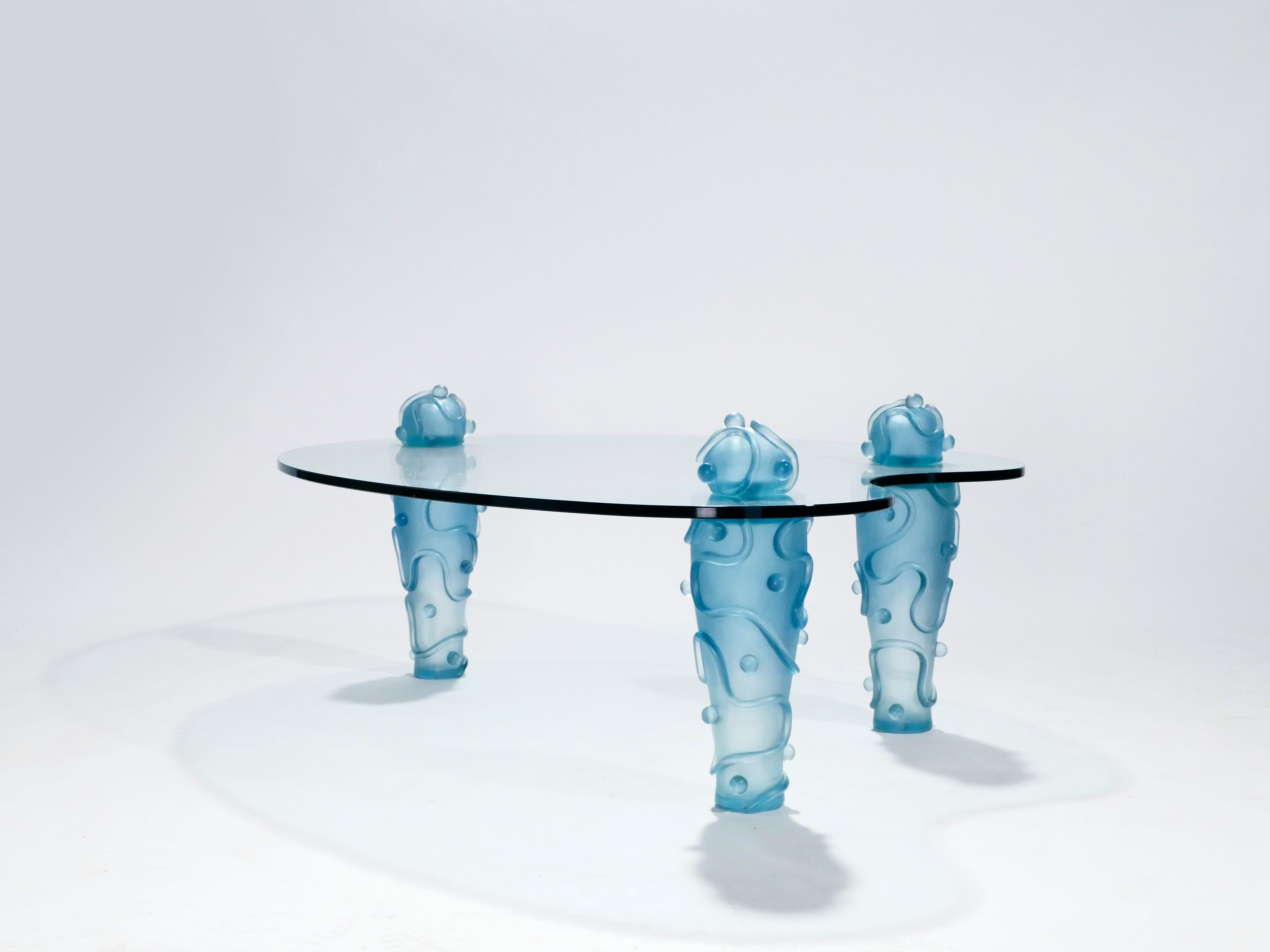Large Signed Glass Coffee Table by Garouste & Bonetti, 1990s In Good Condition In Paris, IDF