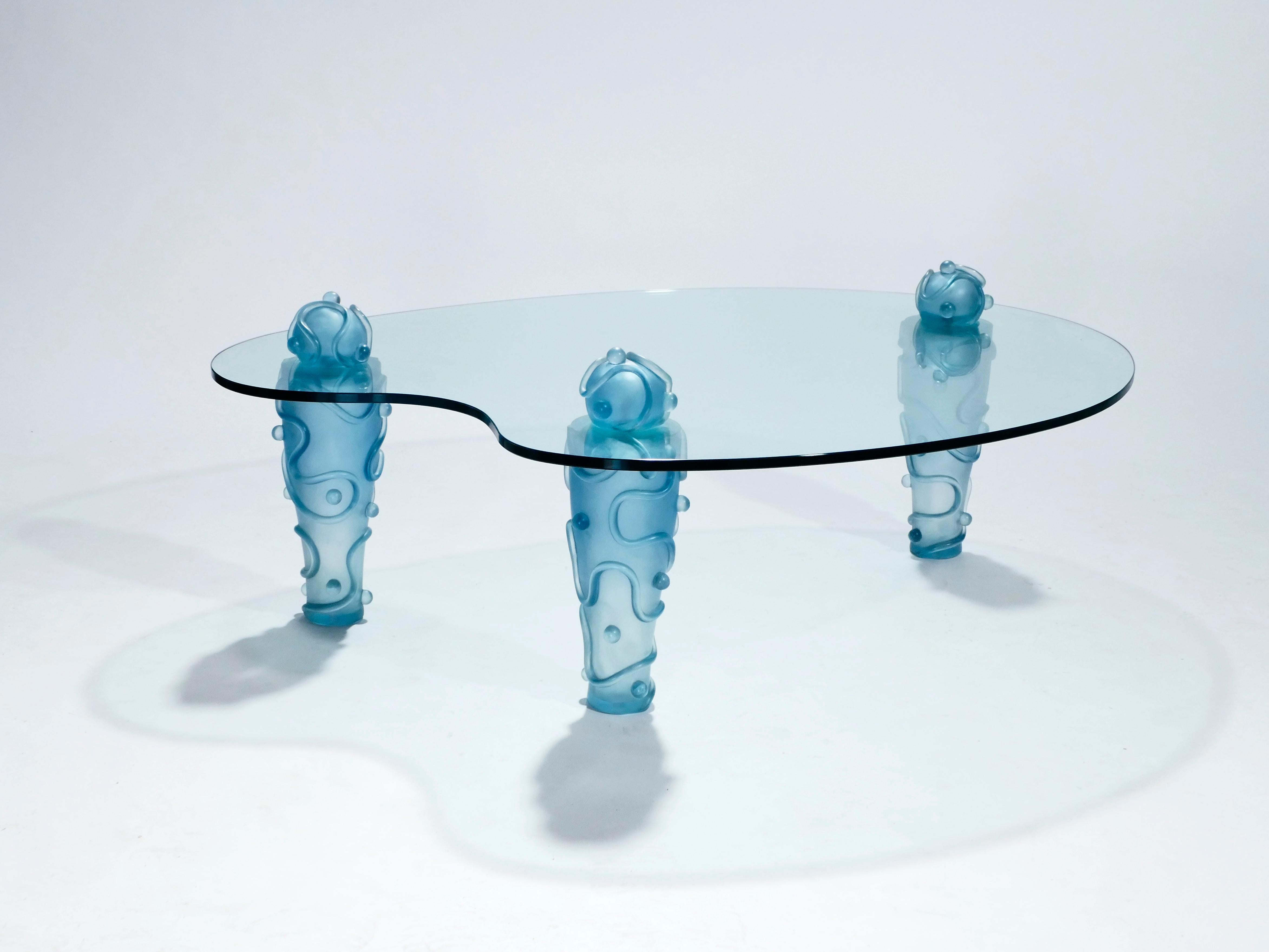 Large Signed Glass Coffee Table by Garouste & Bonetti, 1990s 1