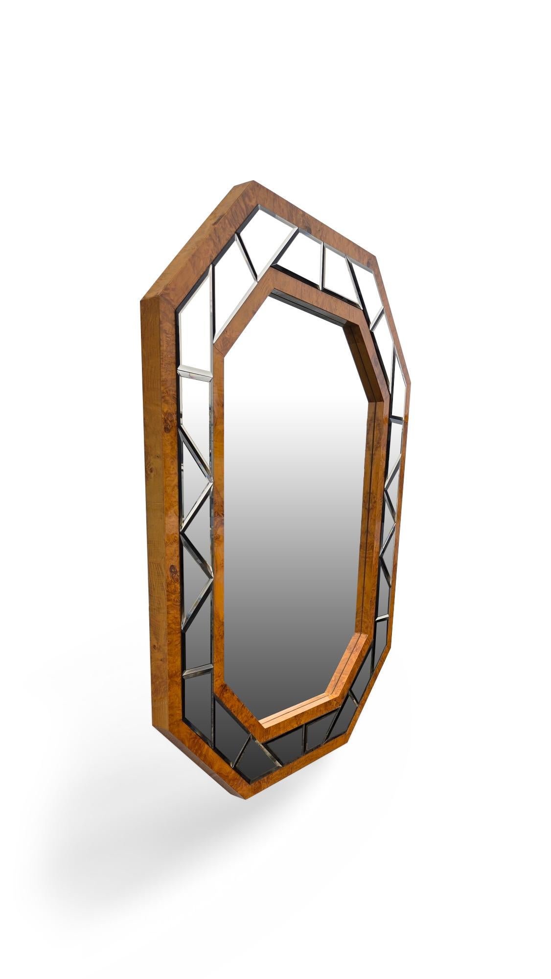 Mid-Century Modern Grand miroir en broussin signé Greg Copeland en vente