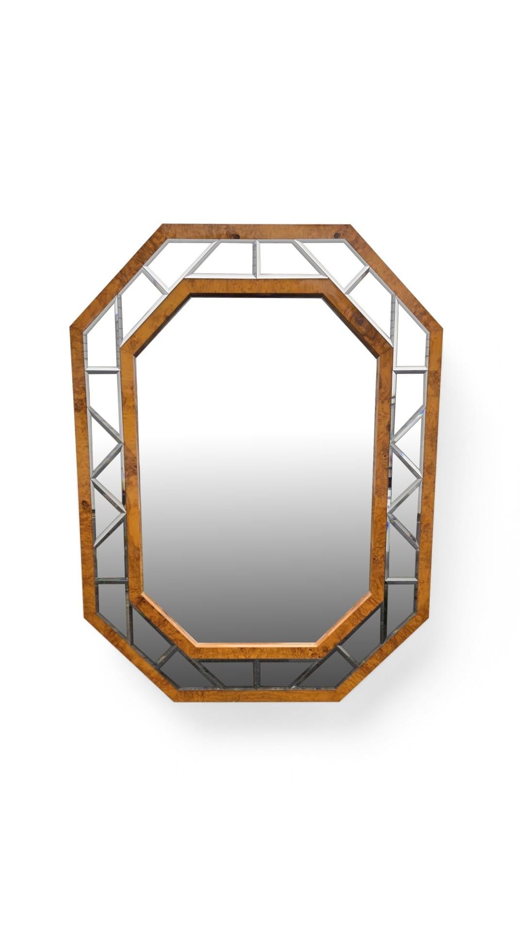 Américain Grand miroir en broussin signé Greg Copeland en vente