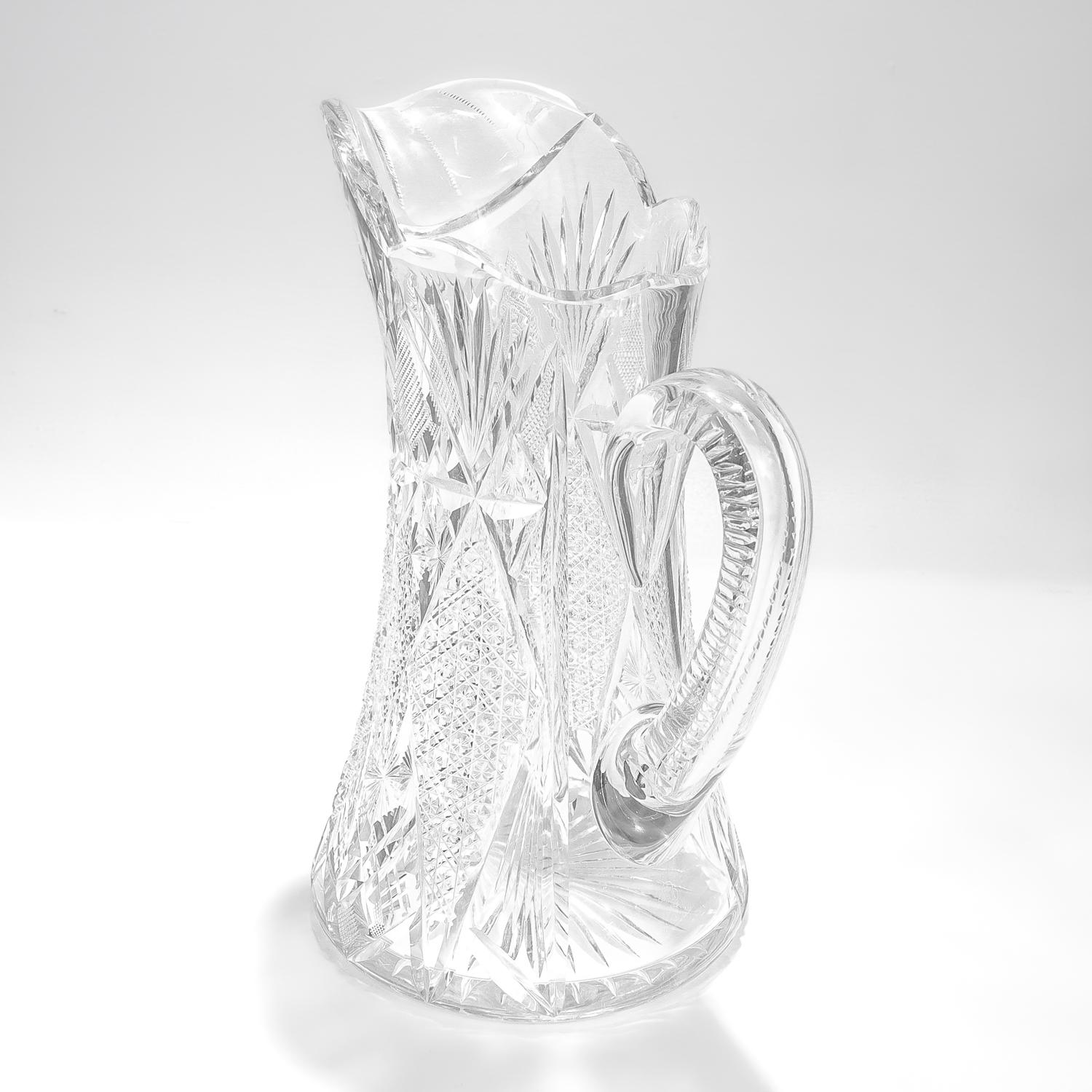 Gran jarra de agua o cóctel de cristal tallado Hawkes ABP Jubilee firmada en venta 5