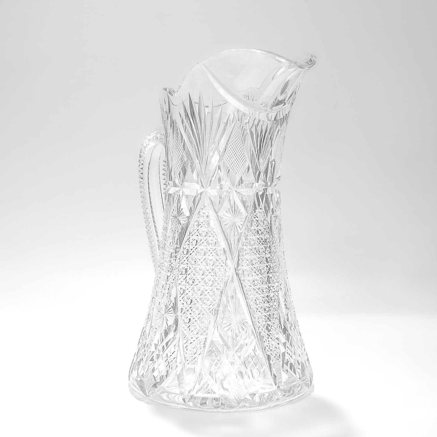 Gran jarra de agua o cóctel de cristal tallado Hawkes ABP Jubilee firmada siglo XX en venta