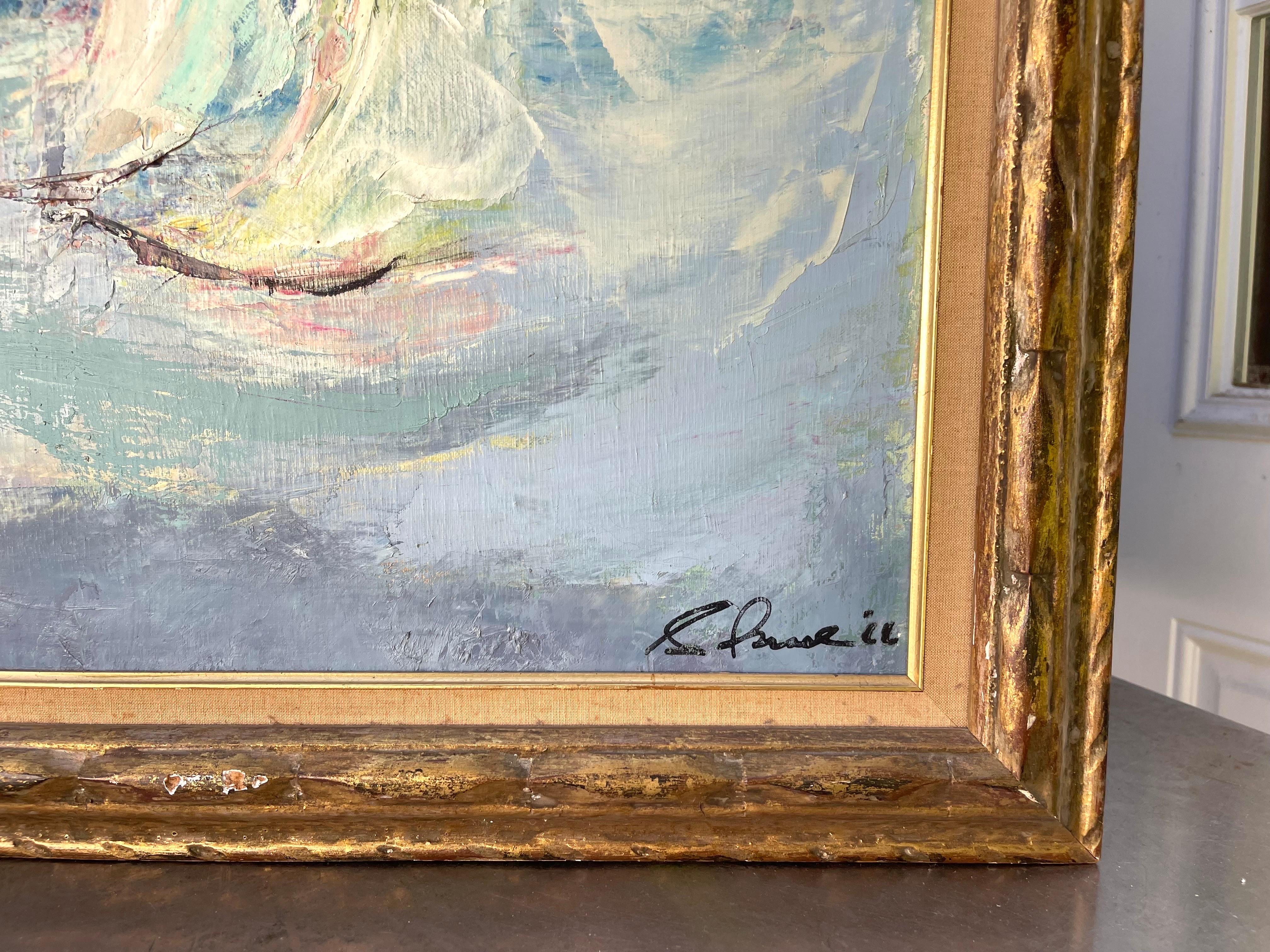 Gran Pintura al Impasto de Veleros Firmada en venta 5