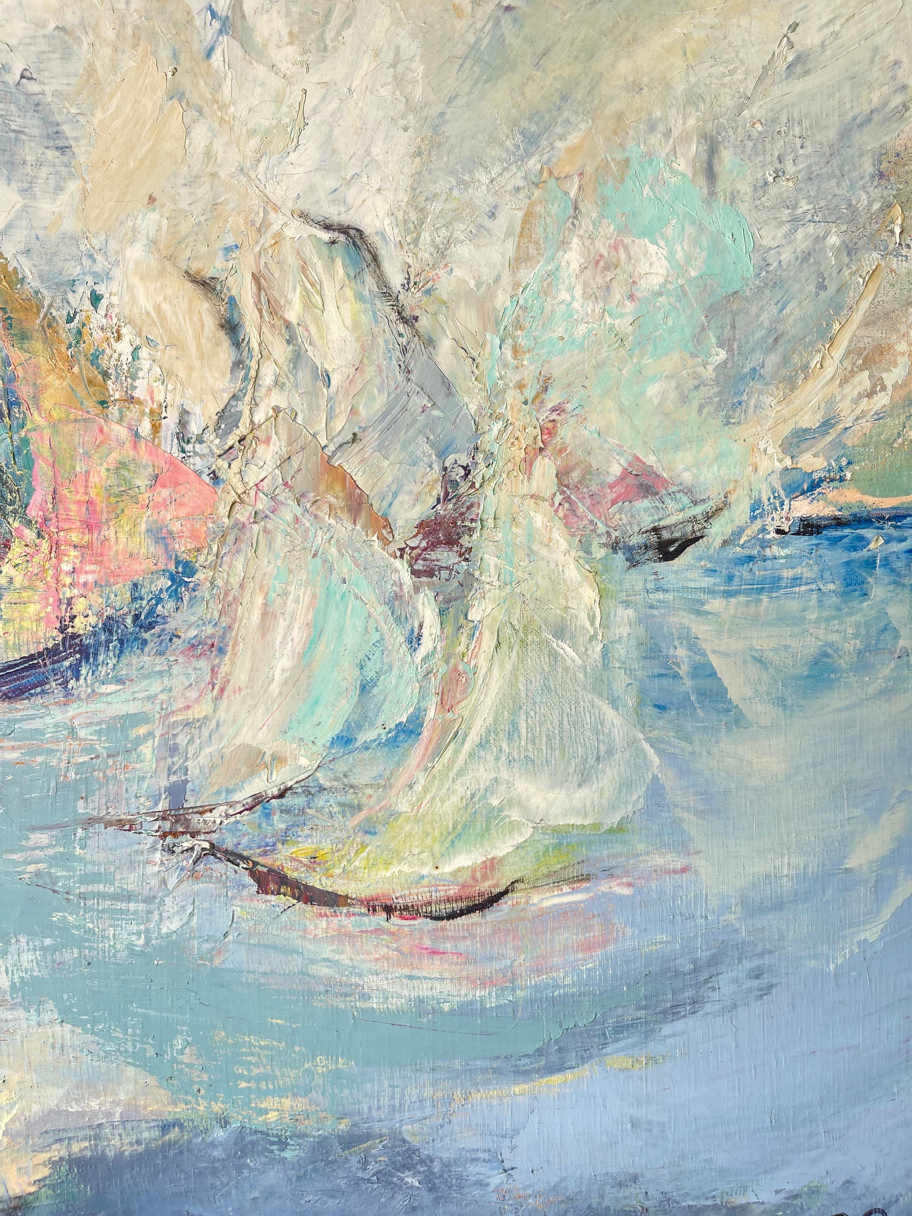Gran Pintura al Impasto de Veleros Firmada Lienzo en venta