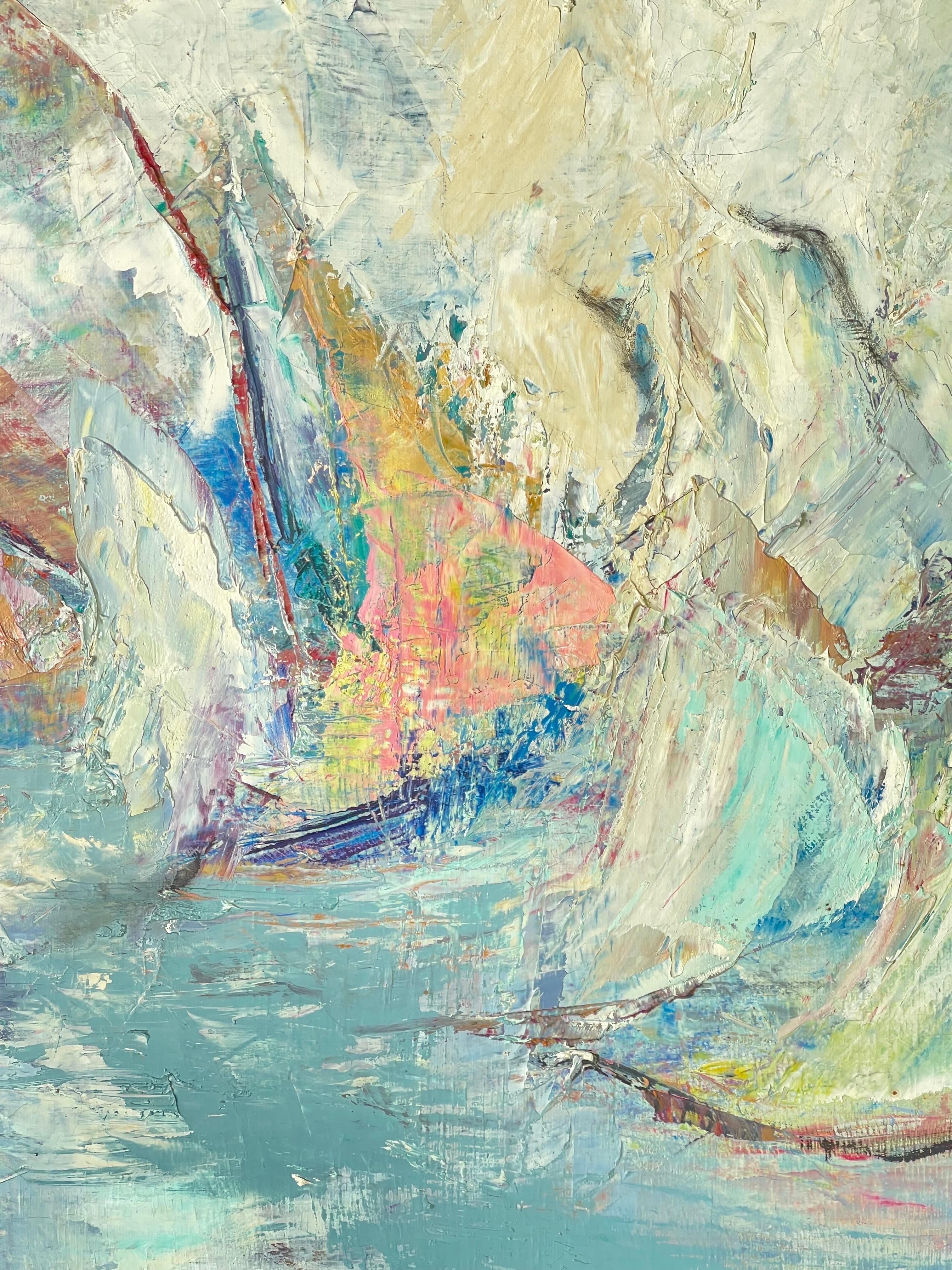 Gran Pintura al Impasto de Veleros Firmada en venta 4