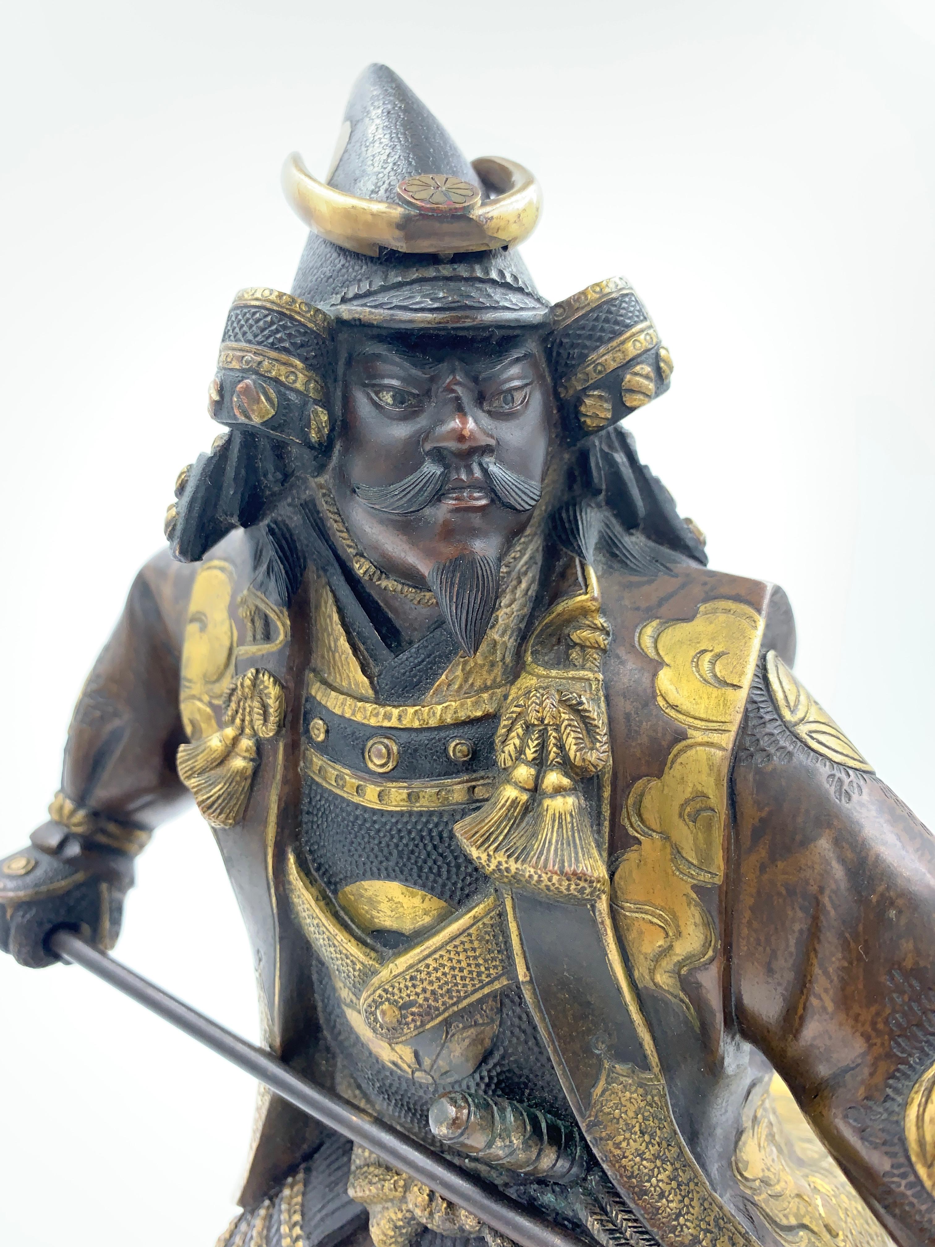 Large Signed Japanese Parcel Gilt Bronze Figure, Meiji Period 5