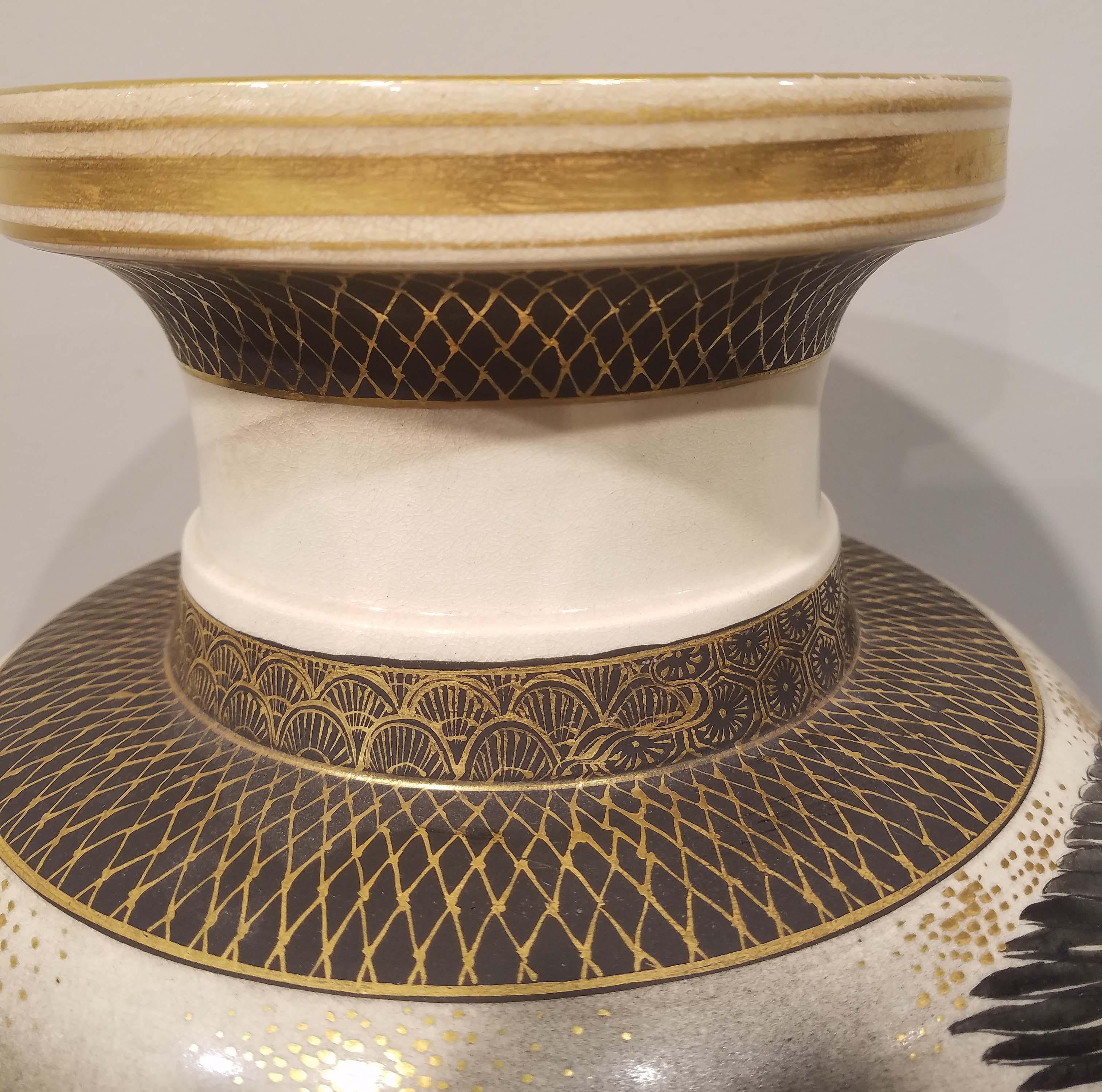 19th Century Large Signed Japanese Satsuma Porcelain Vase Meiji Period