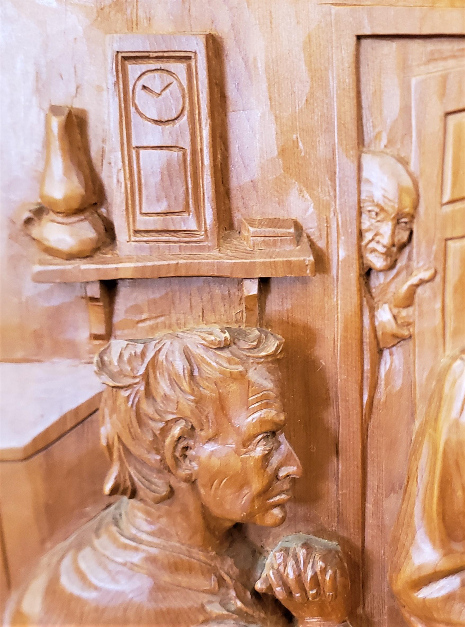 20th Century Large Signed Jean-Julien Bourgault Quebec Folk Art Carved Wall Hanging Donation