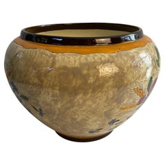 Large Signed Jérôme Massier Hand-Painted French Art Pottery Ceramic Bowl