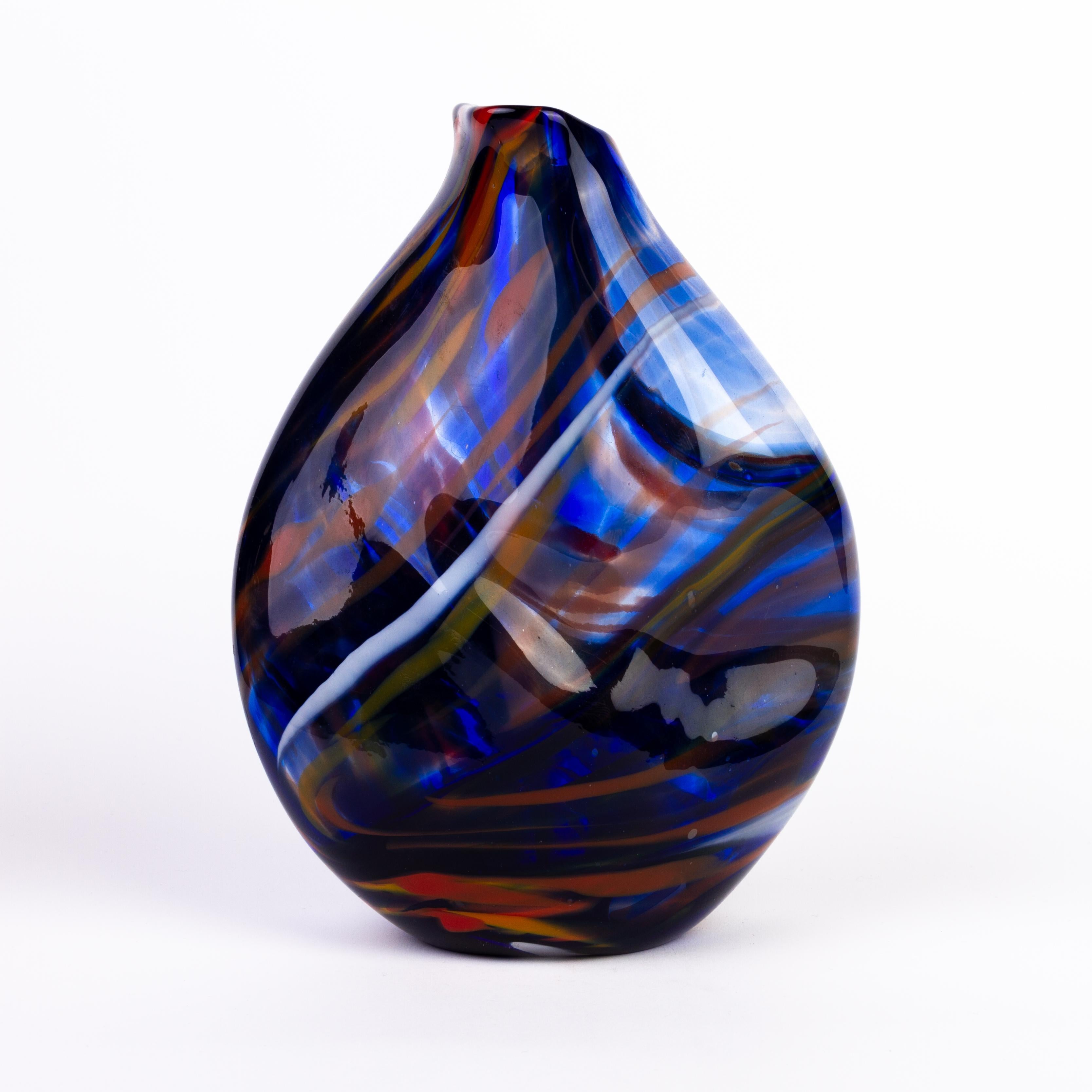 20th Century Large Signed Mdina Maltese Glass Designer Vase For Sale