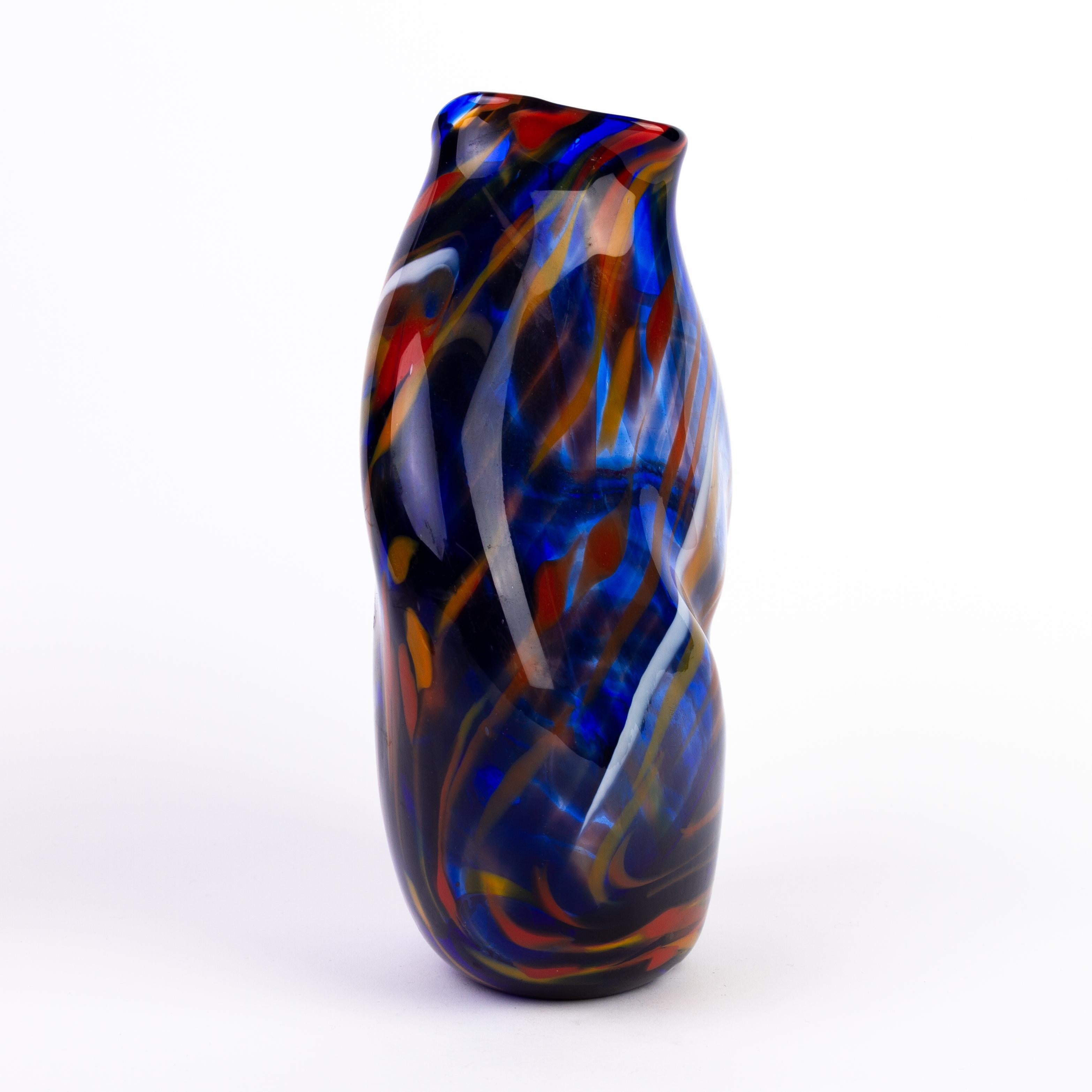 Large Signed Mdina Maltese Glass Designer Vase For Sale 1
