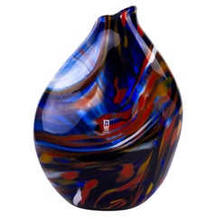 Grand vase de designer en verre signé Mdina Maltese