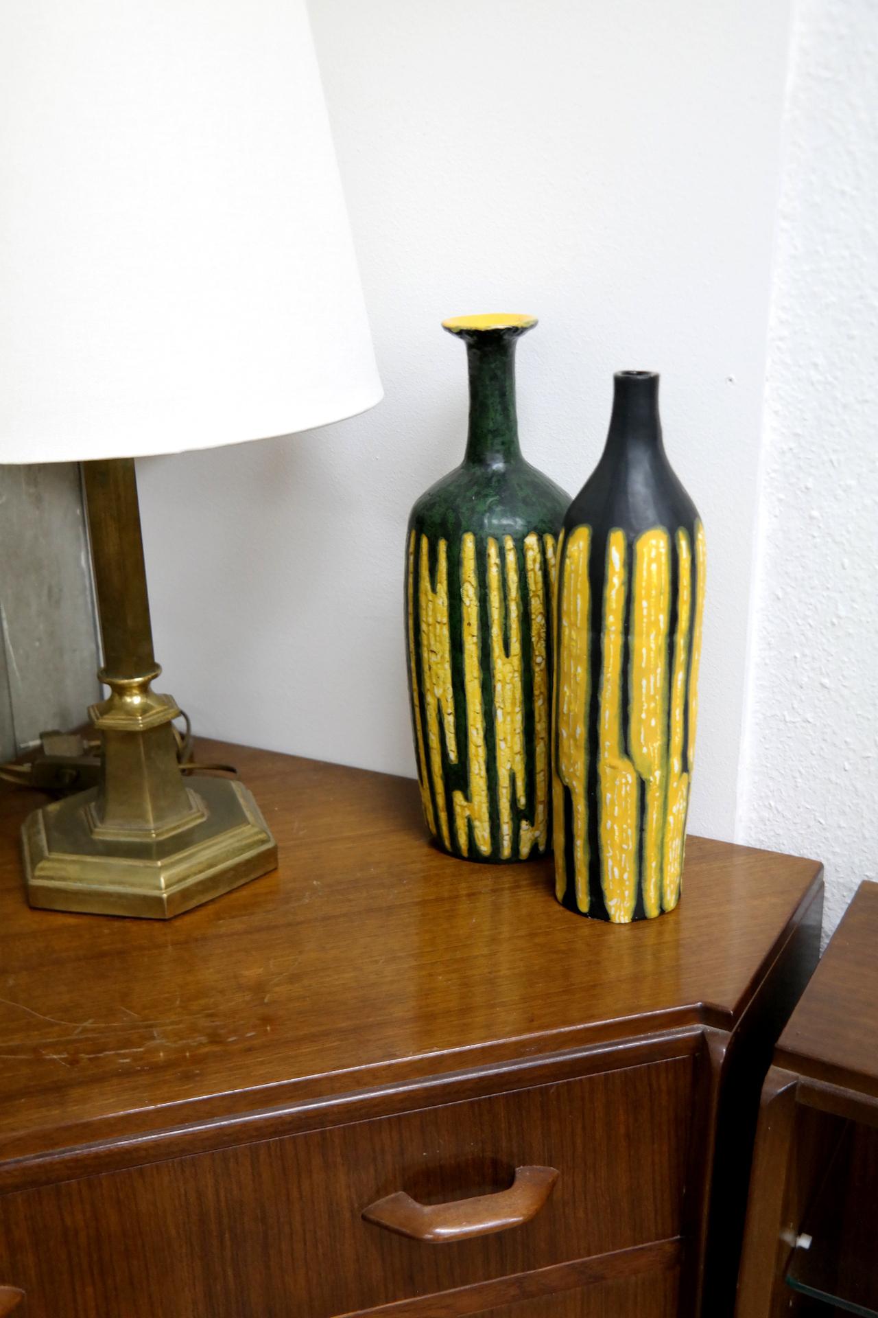 Large signed handmade midcentury ceramic vase by Illes, 1970s.
 