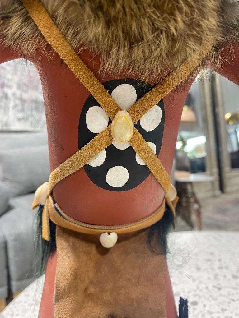Large Signed Native American Hopi Original Wolf Kachina Doll on Stand 1