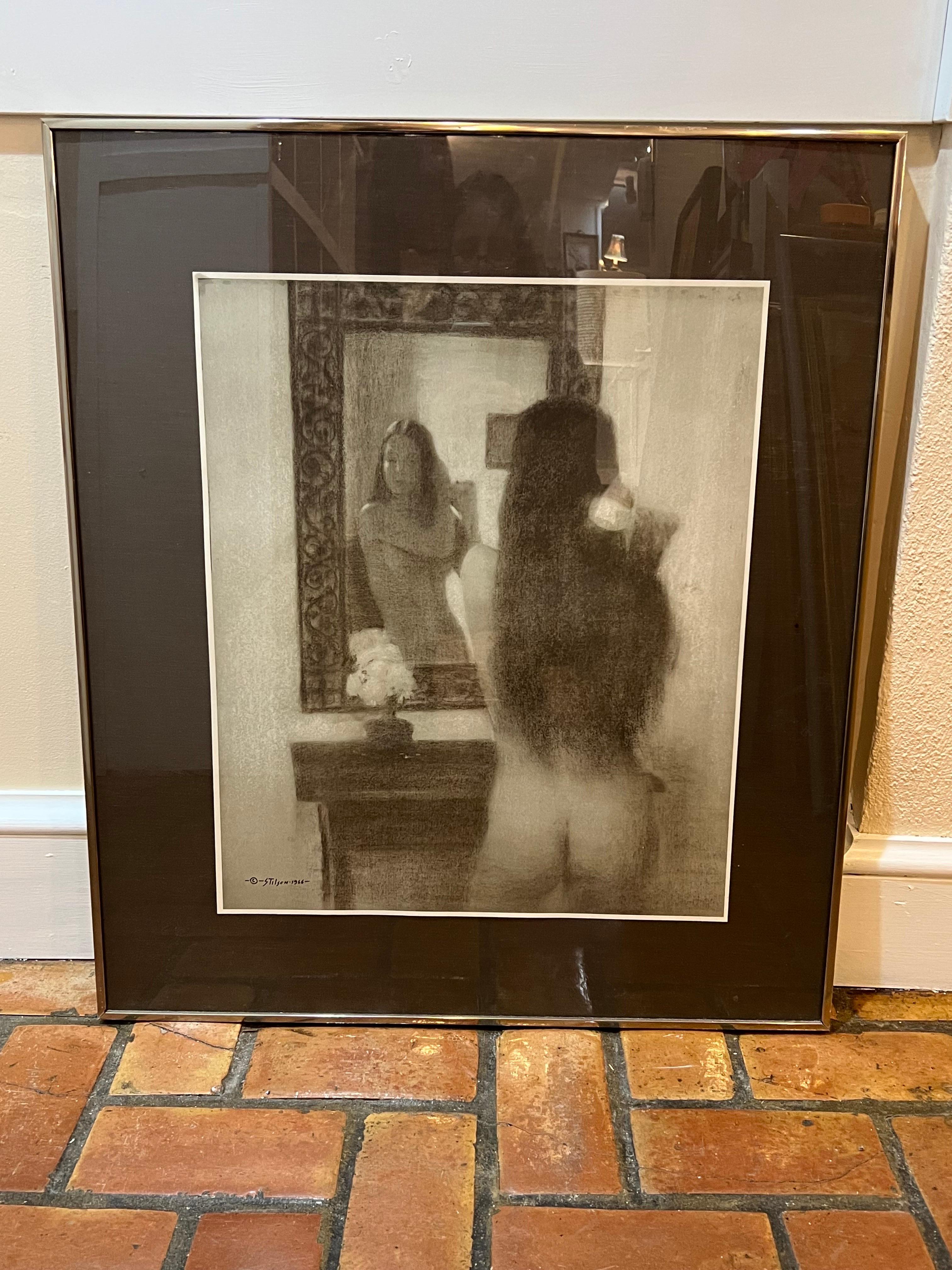 Signed Bill Stilson 1966 nude lithograph. Willian H Stilson was a popular Rockport, Massachusetts artist known for figure, seascape, and genre paintings. This piece titled 
