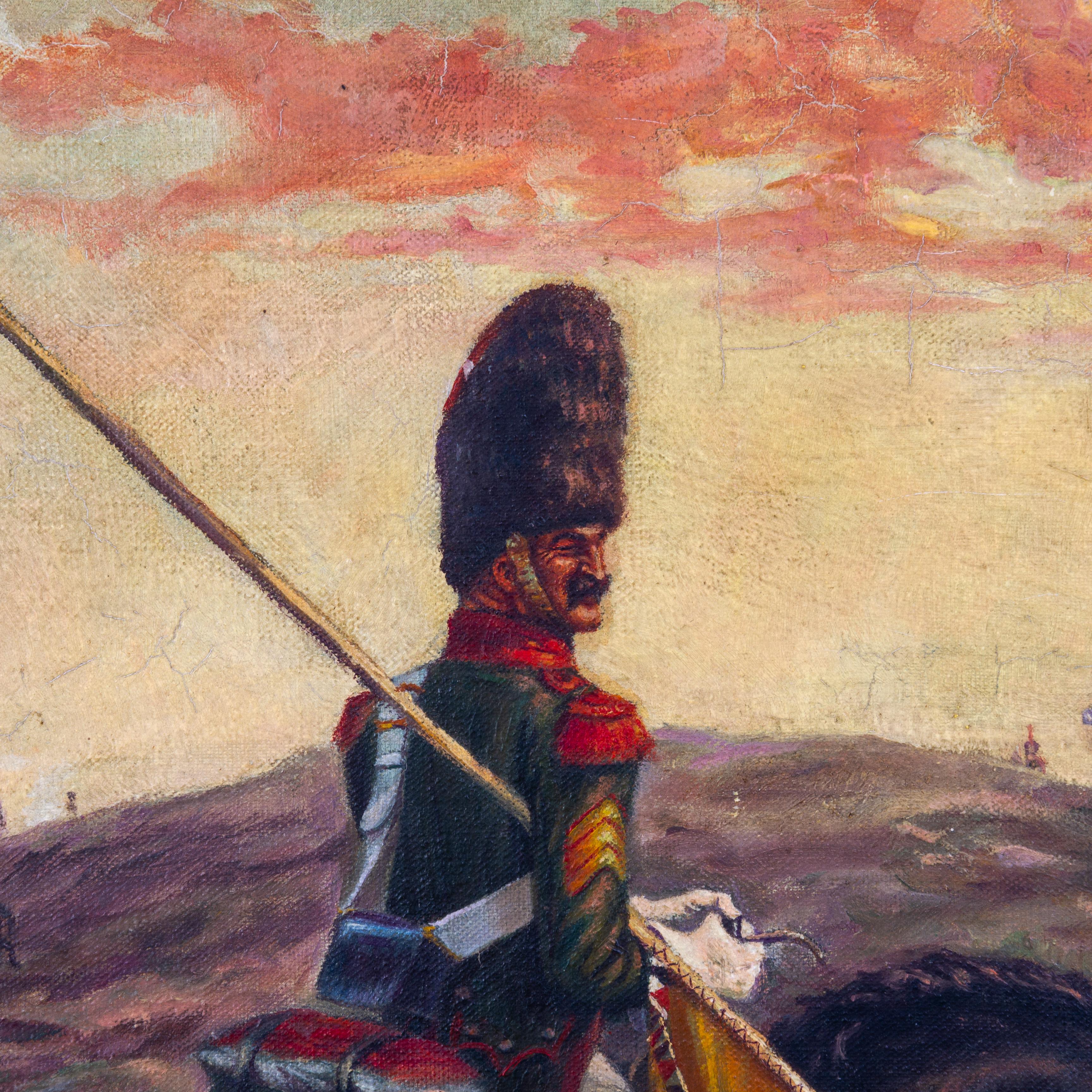 Großes signiertes Ölgemälde der französisch-österreichischen Napoleonischen Kriege, 19. Jahrhundert (Leinwand) im Angebot