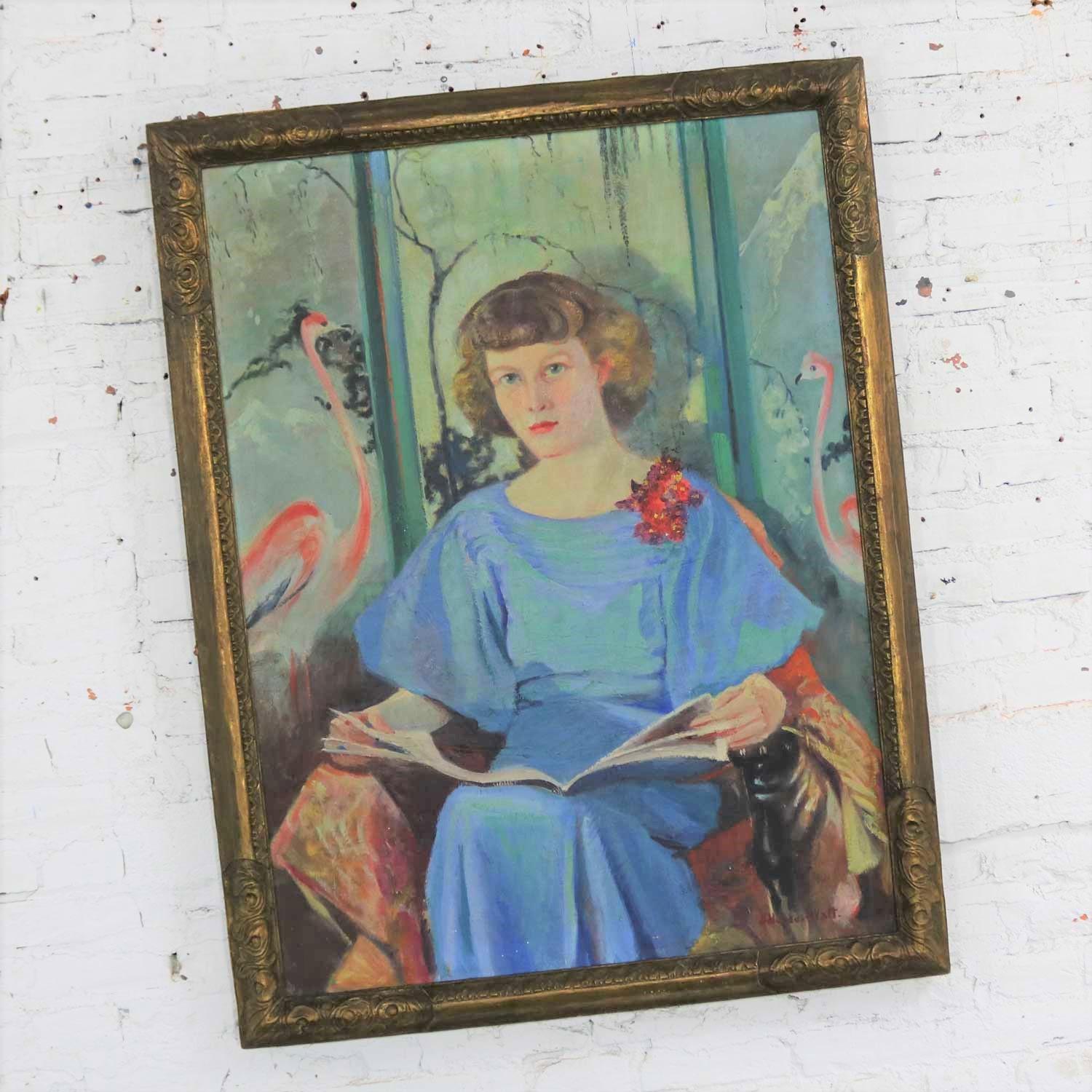 Magnificent vintage and large oil portrait titled Betsy by Barbara Hunter Watt signed and dated 1936. It is in its original gilded frame and wonderful original condition, circa 1936.

Not only is this portrait fabulous but it has an interesting
