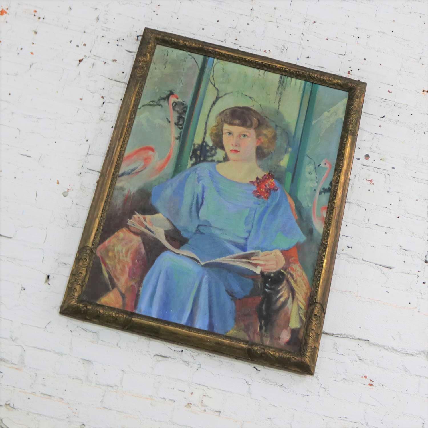 Expressionist Large Signed Oil Portrait Titled Betsy by Barbara Hunter Watt, 1936