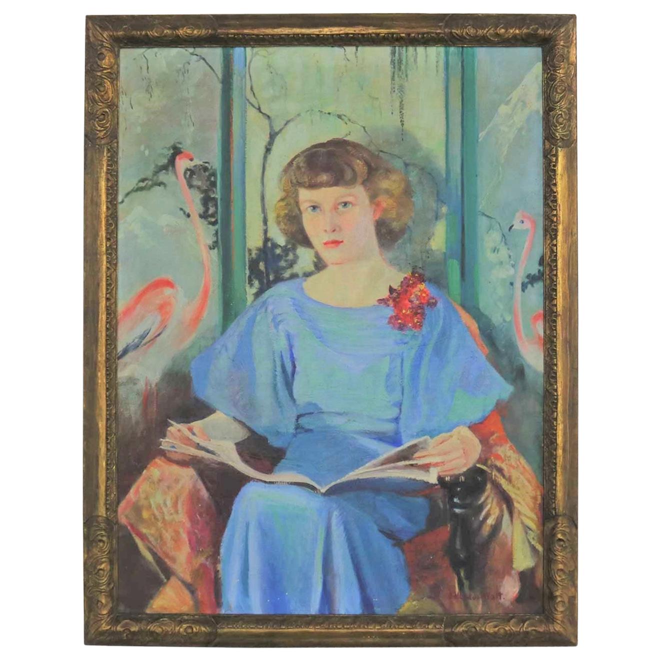 Large Signed Oil Portrait Titled Betsy by Barbara Hunter Watt, 1936