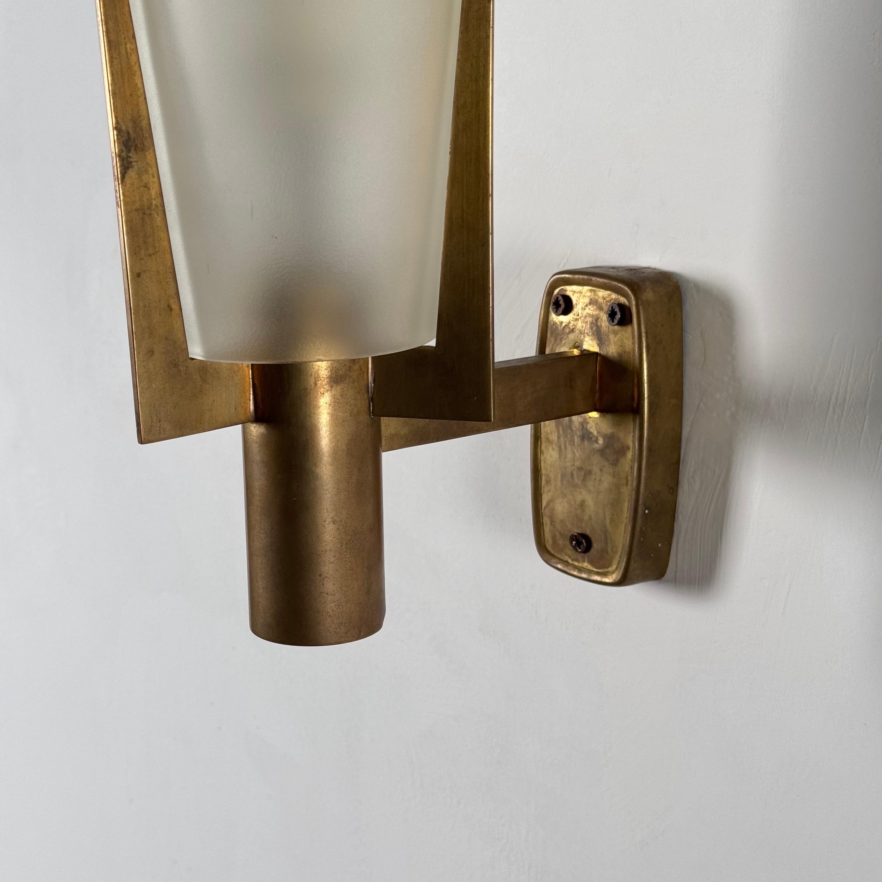 Mid-20th Century Large Signed Pair of Stilnovo Wall Sconces — Italy, circa 1950s For Sale