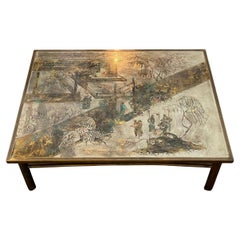 Large Etched and Signed Philip and Kelvin LaVerne Bronze Table