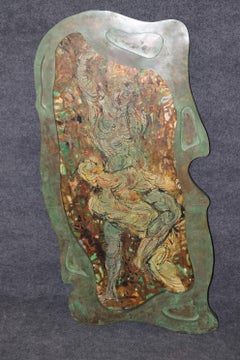 Large Signed Phillip and Kelvin LaVerne Bronze Wall Plaque Two Figures Gods