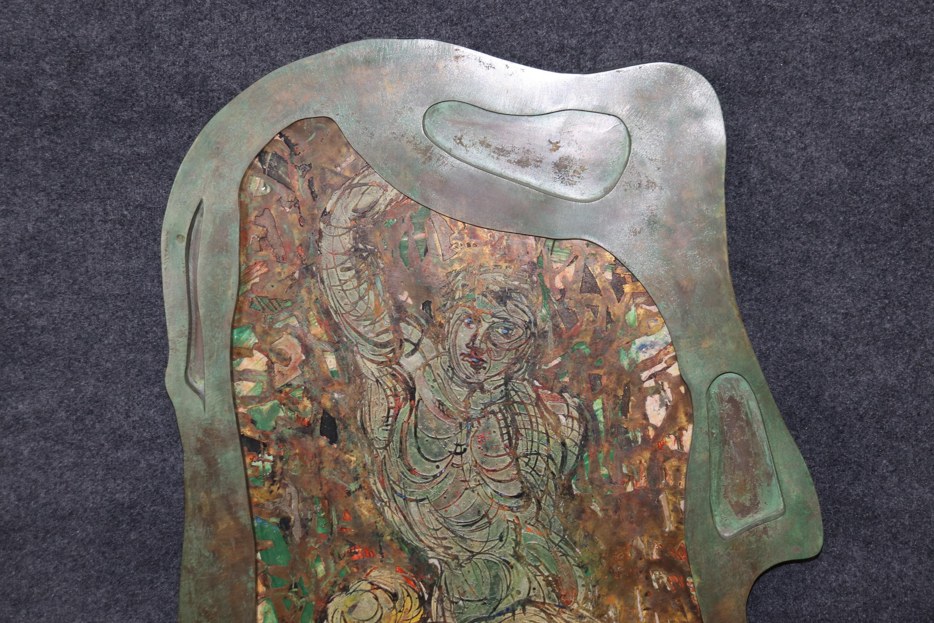 Mid-Century Modern Large Signed Phillip and Kelvin LaVerne Bronze Wall Plaque Two Figures Gods