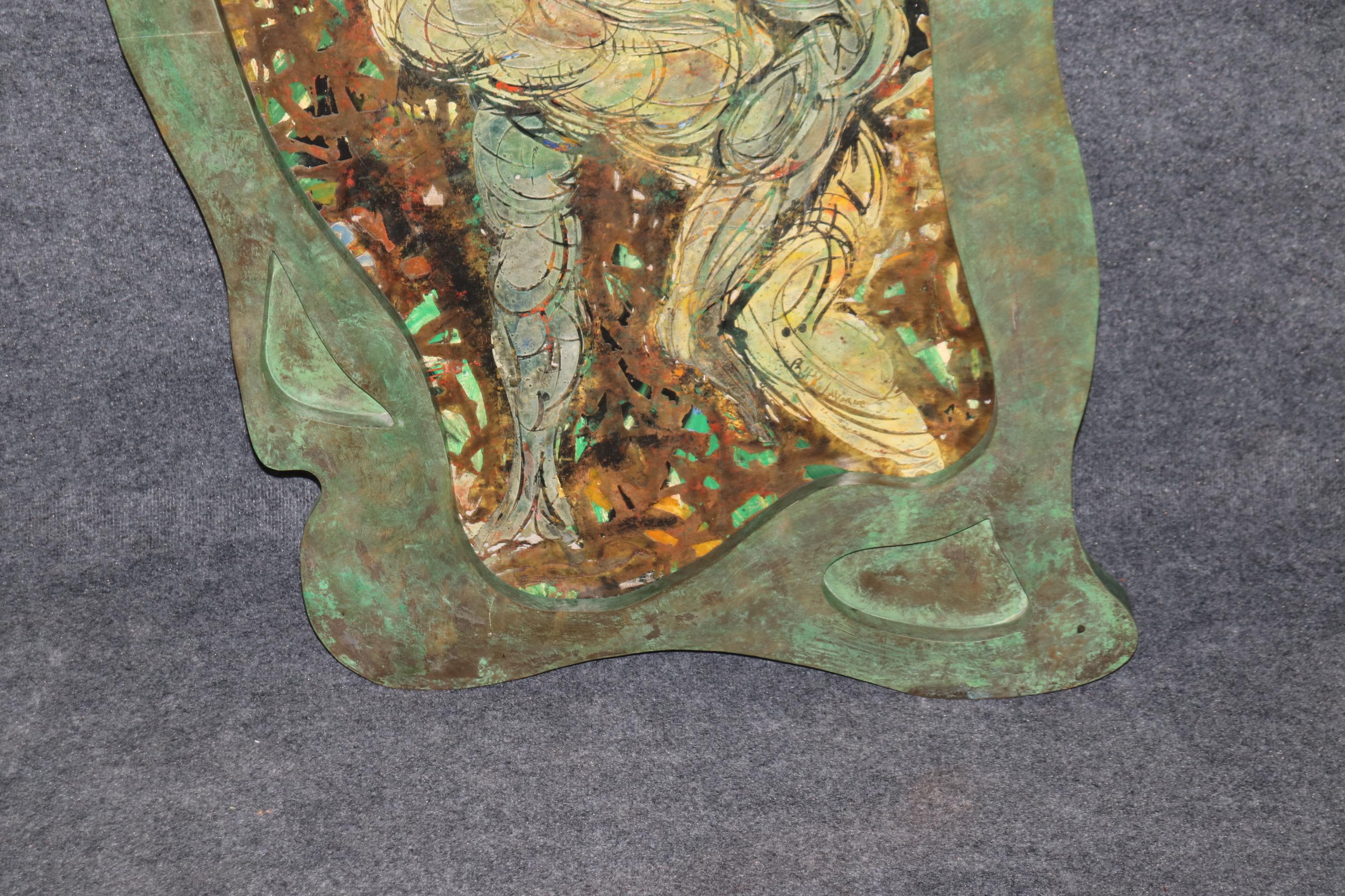 Large Signed Phillip and Kelvin LaVerne Bronze Wall Plaque Two Figures Gods In Good Condition In Swedesboro, NJ