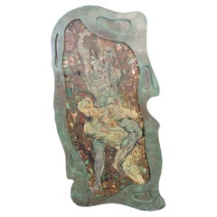 Large Signed Phillip and Kelvin LaVerne Bronze Wall Plaque Two Figures Gods