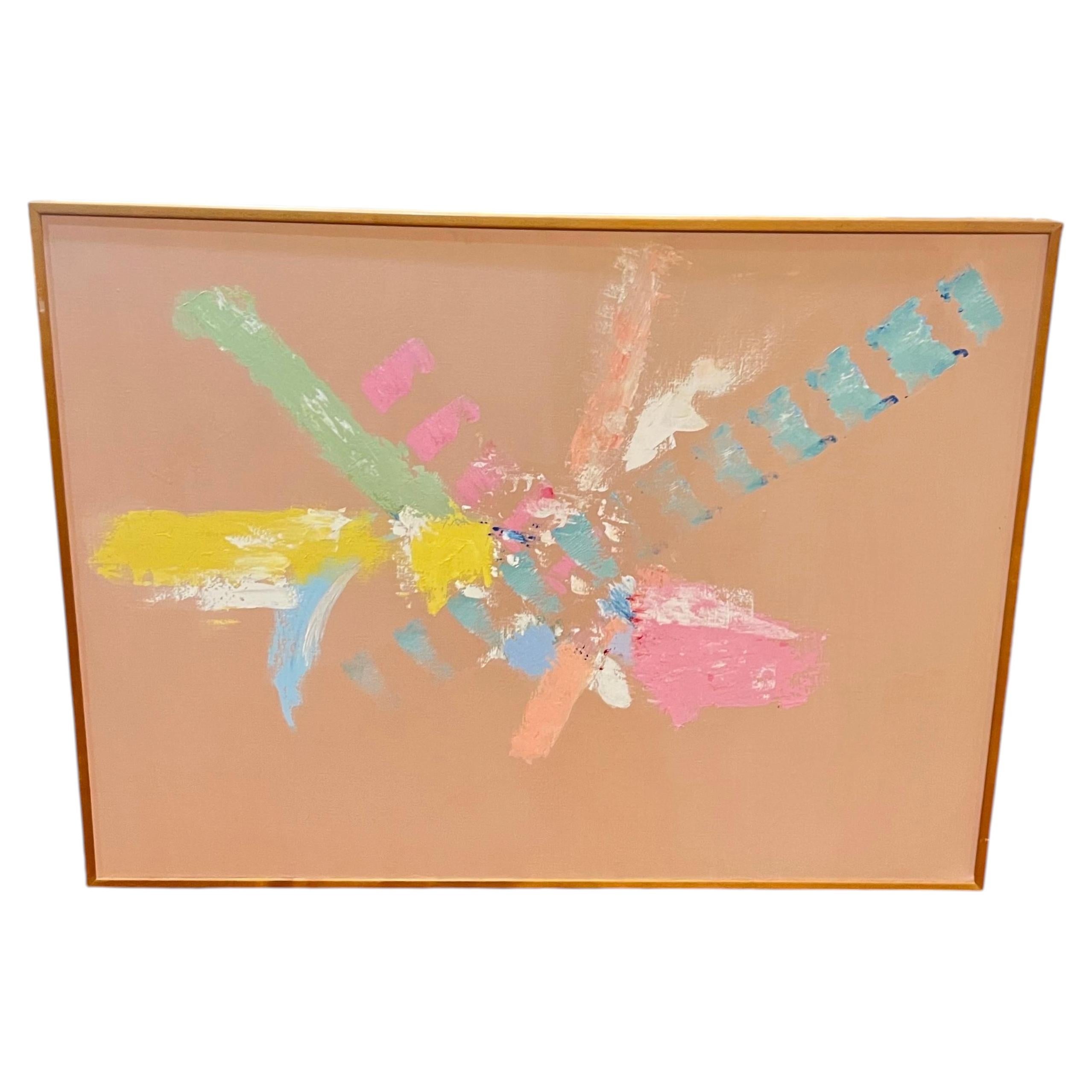 Large Signed Post Modern Abstract Expressionist Painting 1980's For Sale