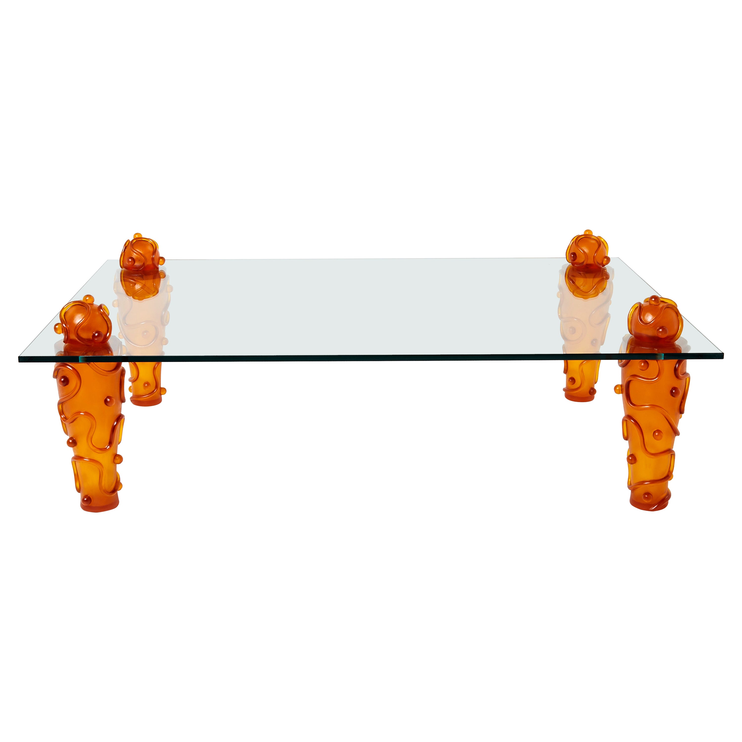 Large Signed Resin Glass Coffee Table by Garouste & Bonetti 1990s