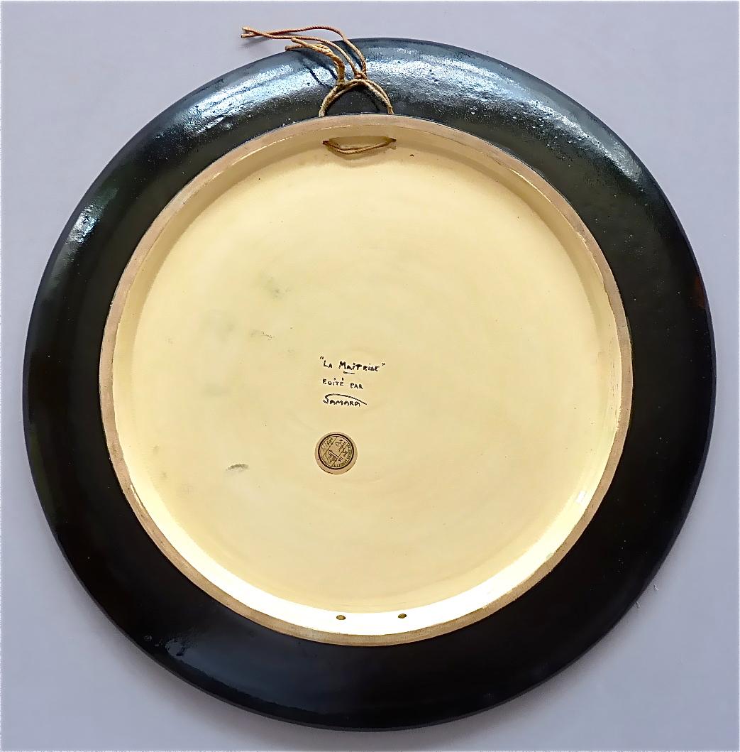 Grande assiette en céramique Art Déco signée Samara Galeries Lafayette - Nu de bain des années 1920 en vente 3