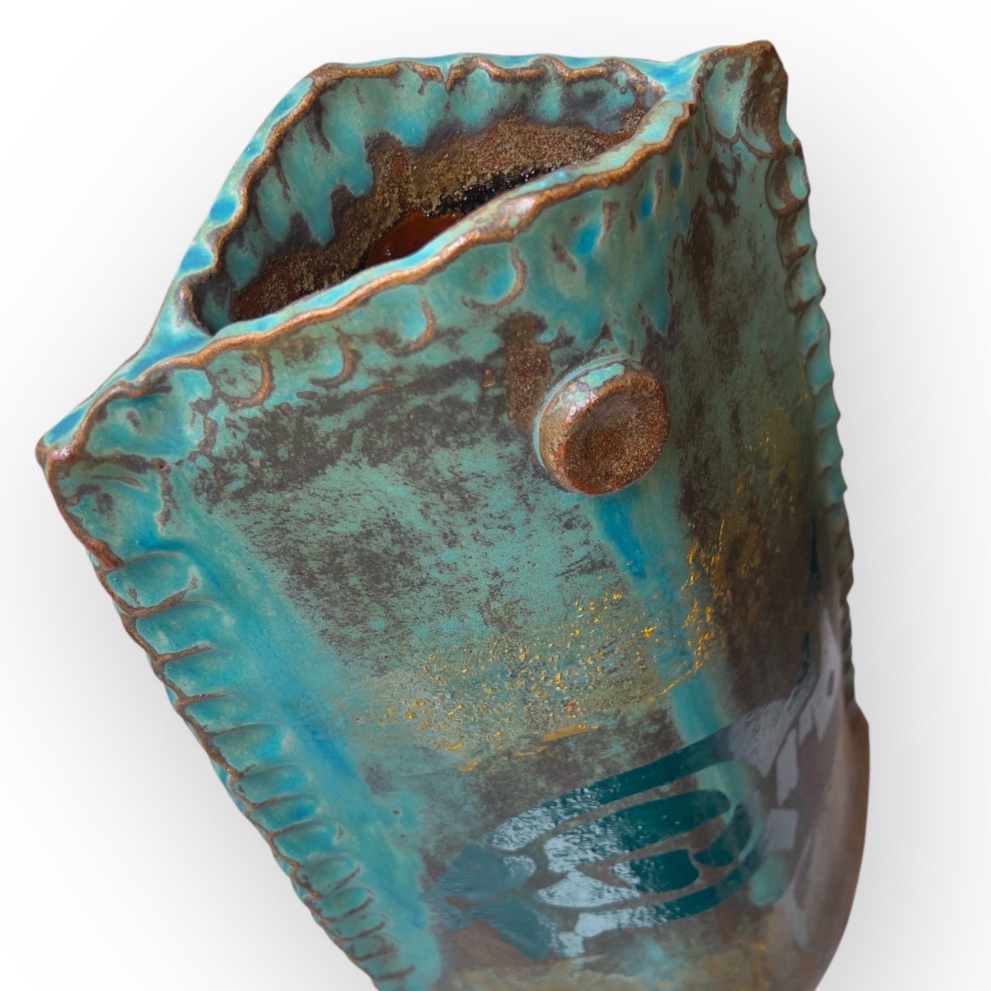 Large Signed Studio pottery Japanese vase In Excellent Condition For Sale In PARIS, FR