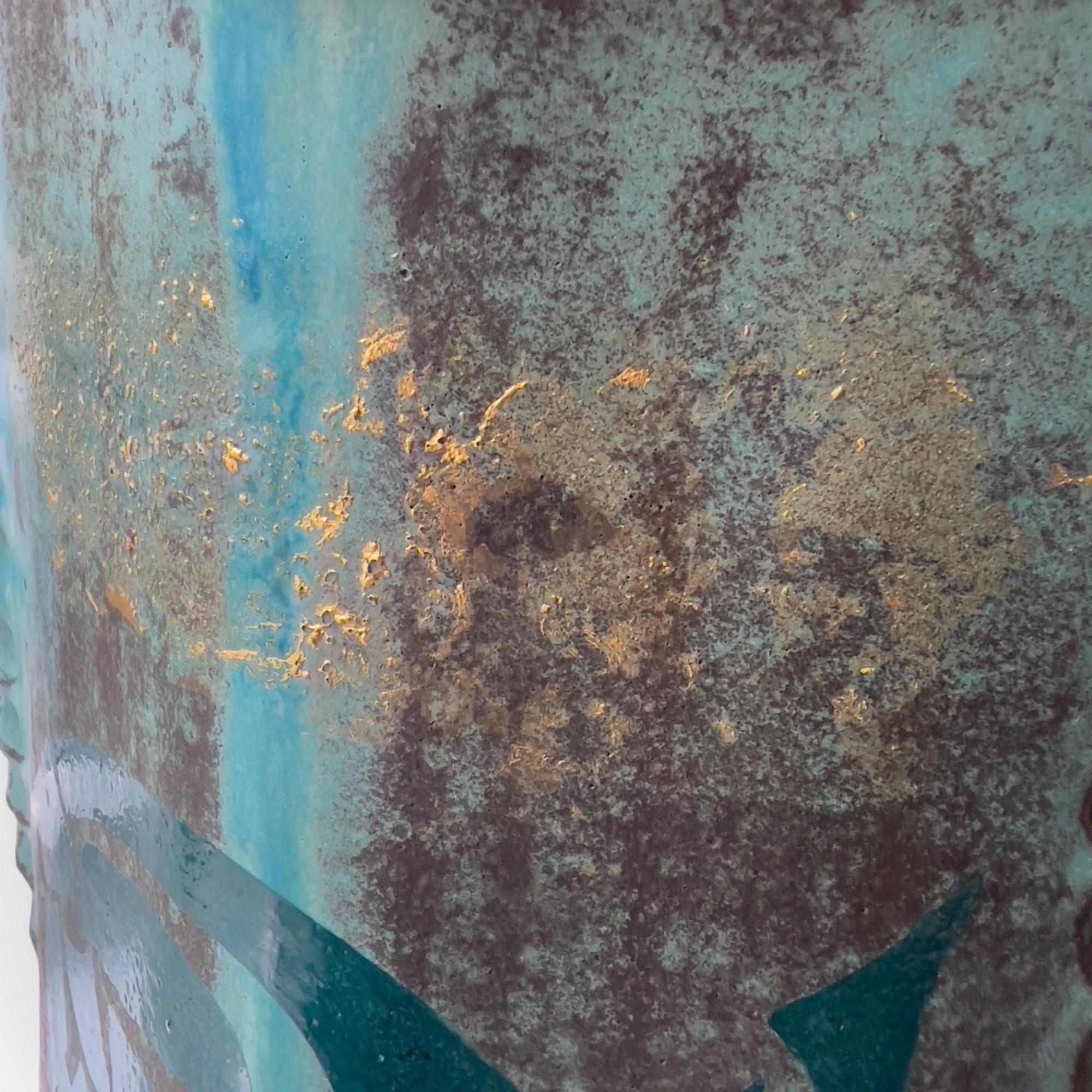 20th Century Large Signed Studio pottery Japanese vase For Sale
