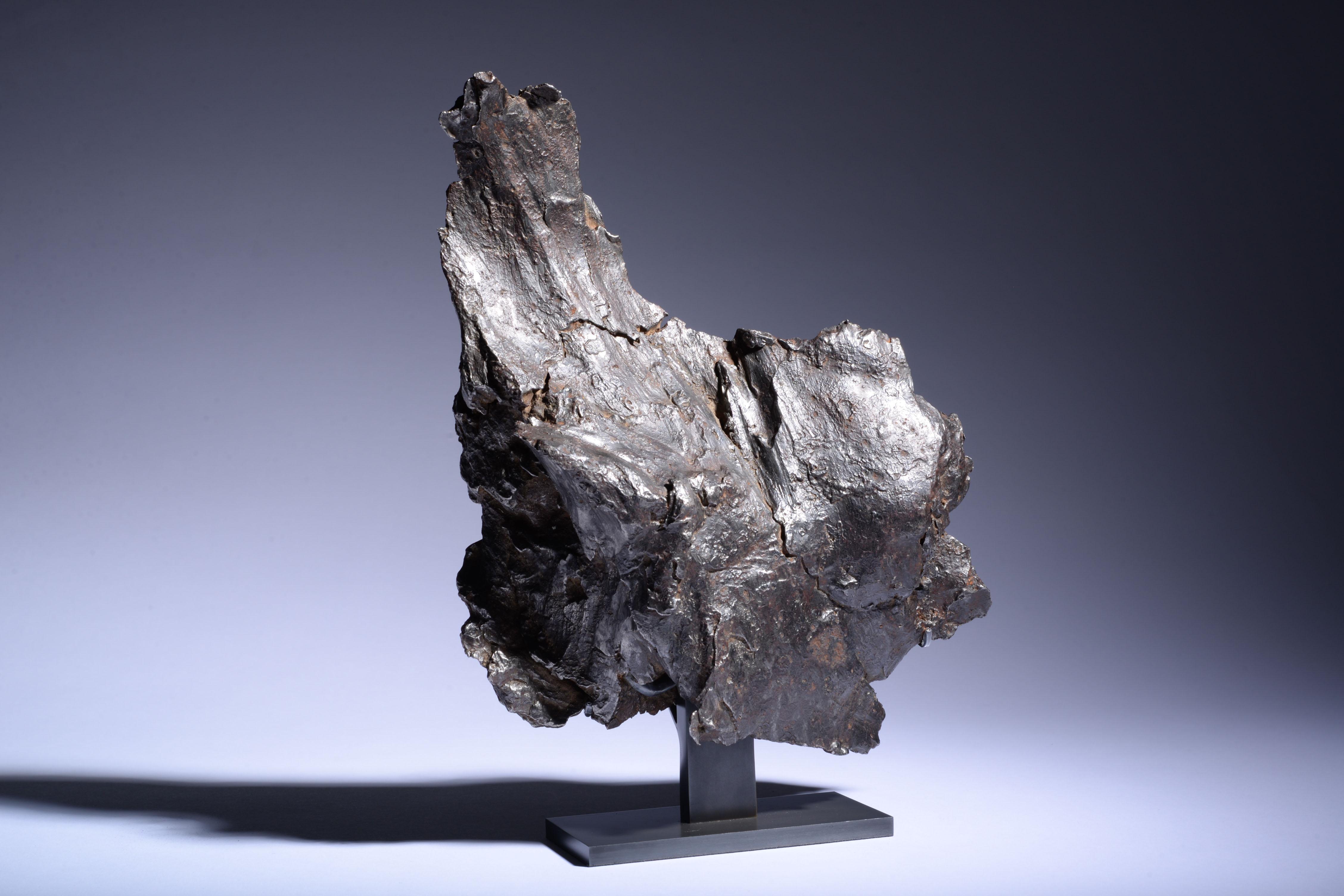 Sikhote-Alin Meteorite Shrapnel, Iron, Coarsest Octahedrite

“This chunk of twisted metal shows the extreme force of the low altitude air burst which exploded the main mass, causing shockwaves which collapsed chimneys, shattered windows and