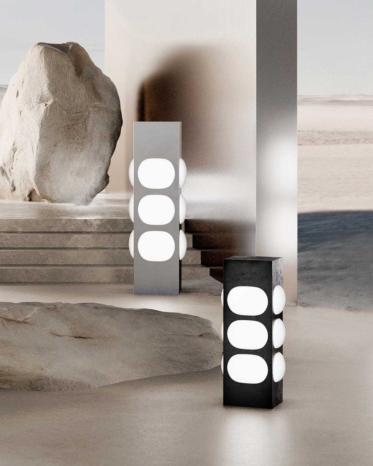 American Large Silica 3 Table Lamp by Dualismo For Sale