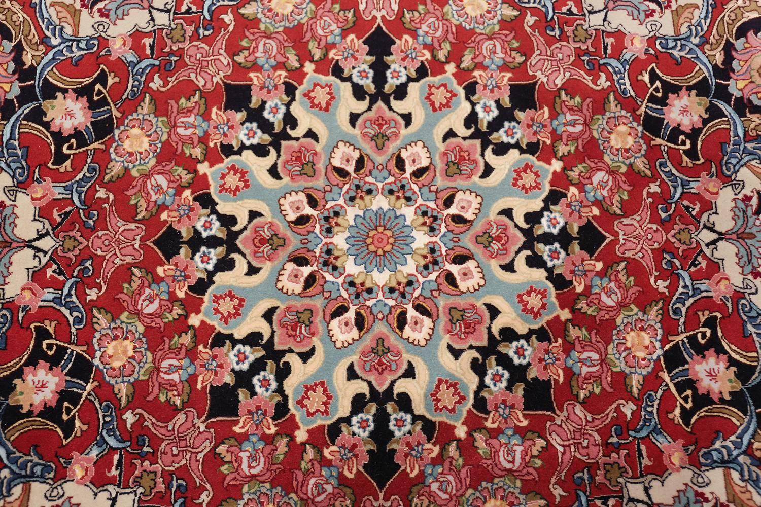 Magnificent large silk and wool vintage Tabriz Persian rug, country of origin / rug type: vintage Persian rug, date: circa late 20th century. Size: 11 ft 7 in x 16 ft 10 in (3.53 m x 5.13 m)

