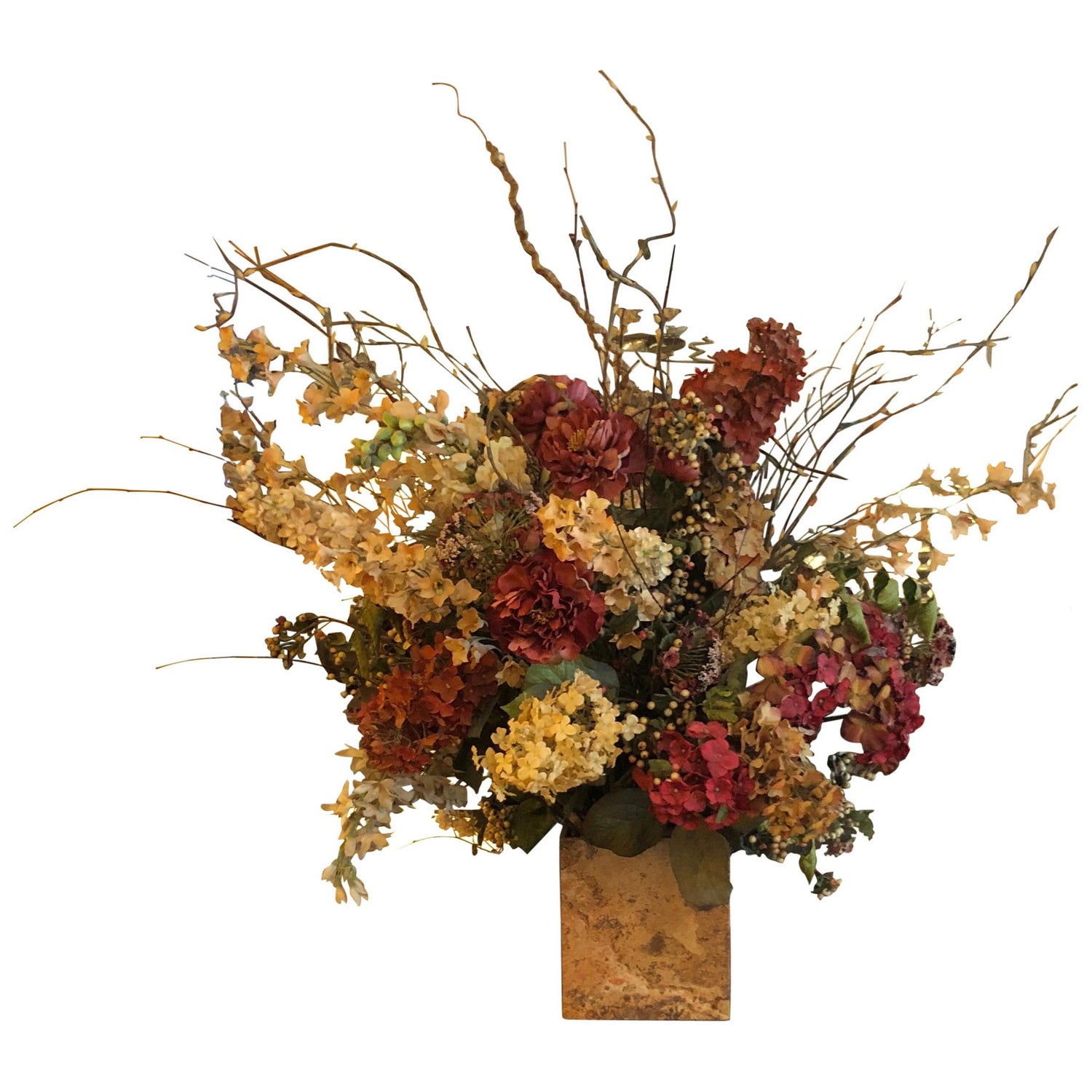 Large Silk Flower Arrangement In A Marble Base For Sale At 1stdibs