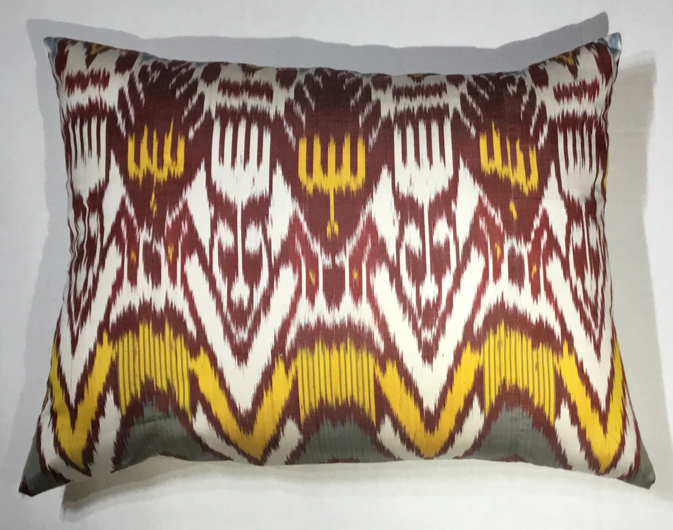 20th Century Large Silk Ikat Pillow