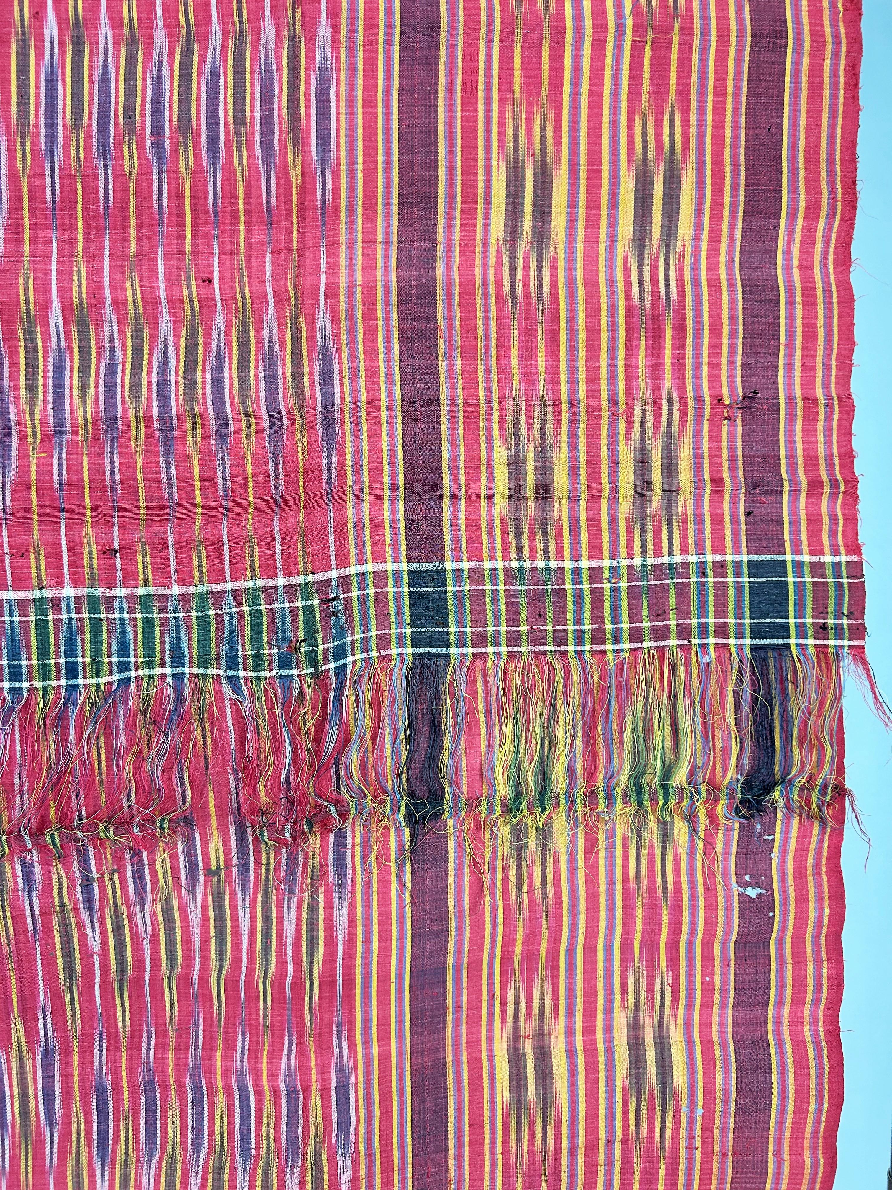 Gran toalla de seda Ikat de Alepo o Damasco - Imperio otomano, S. XIX en Bastante bueno estado para la venta en Toulon, FR