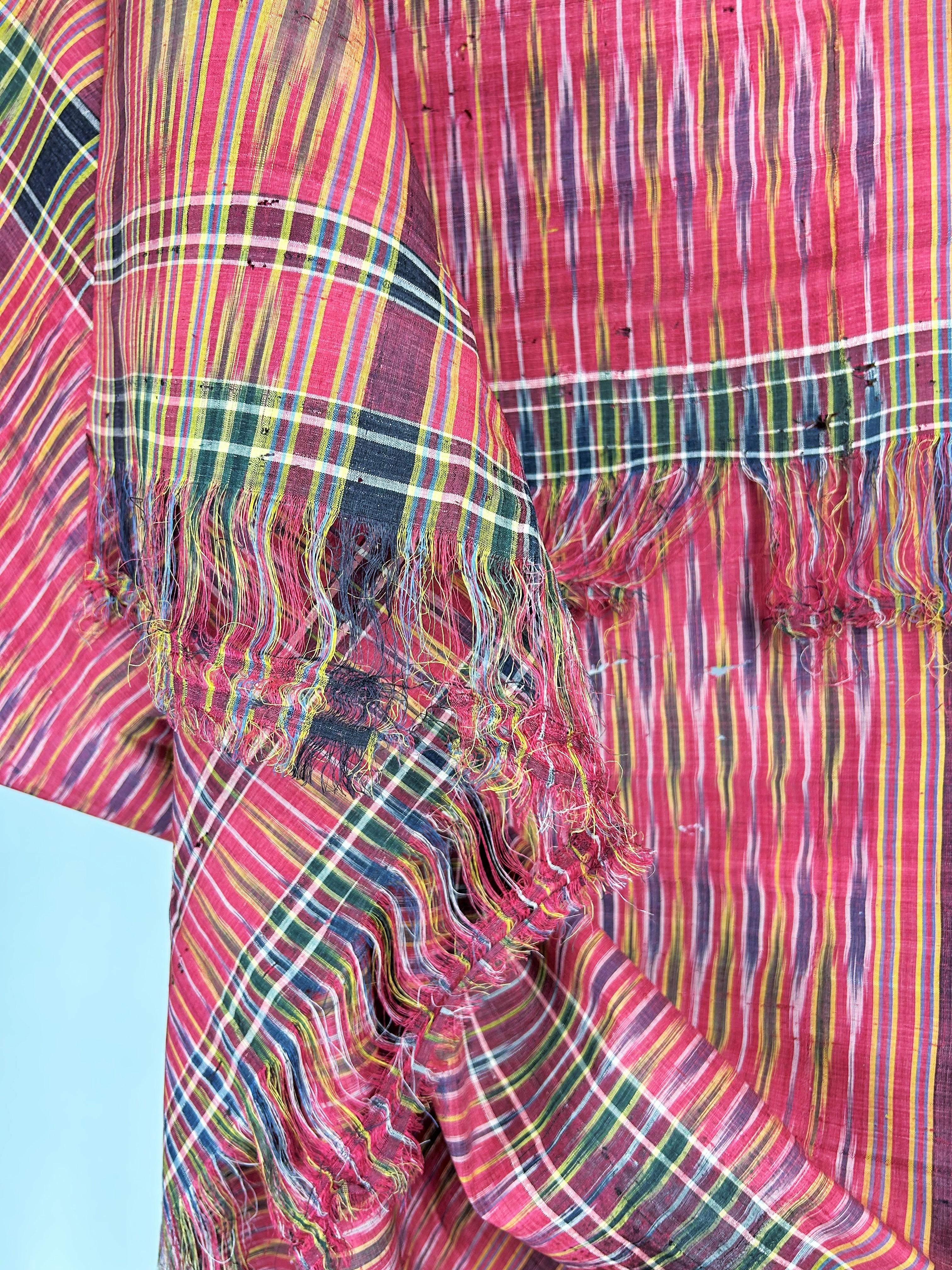 Gran toalla de seda Ikat de Alepo o Damasco - Imperio otomano, S. XIX en venta 4