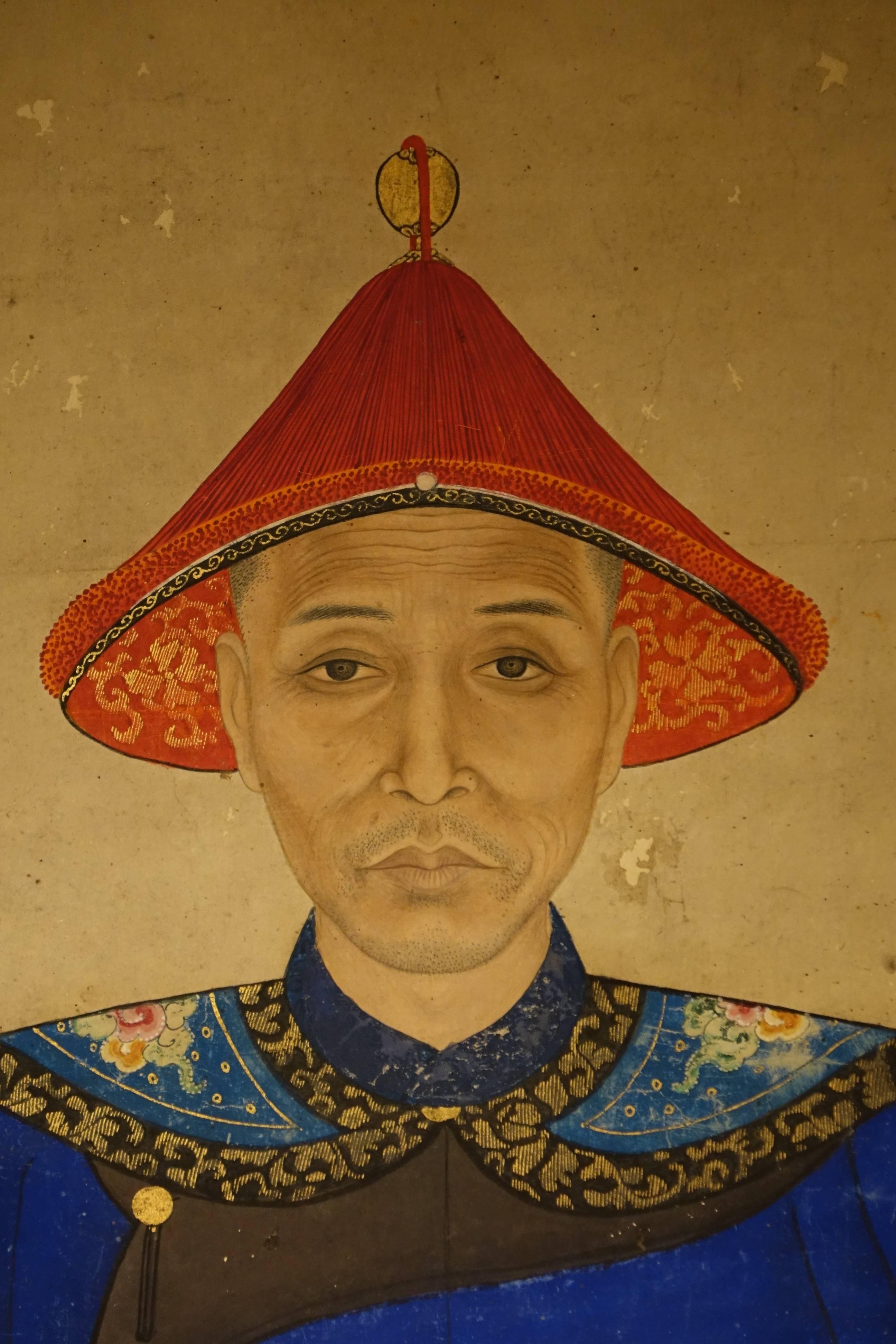 Large Silk Painting Portrait of a Mandarin, 19th Century, Qing Dynasty, China 1