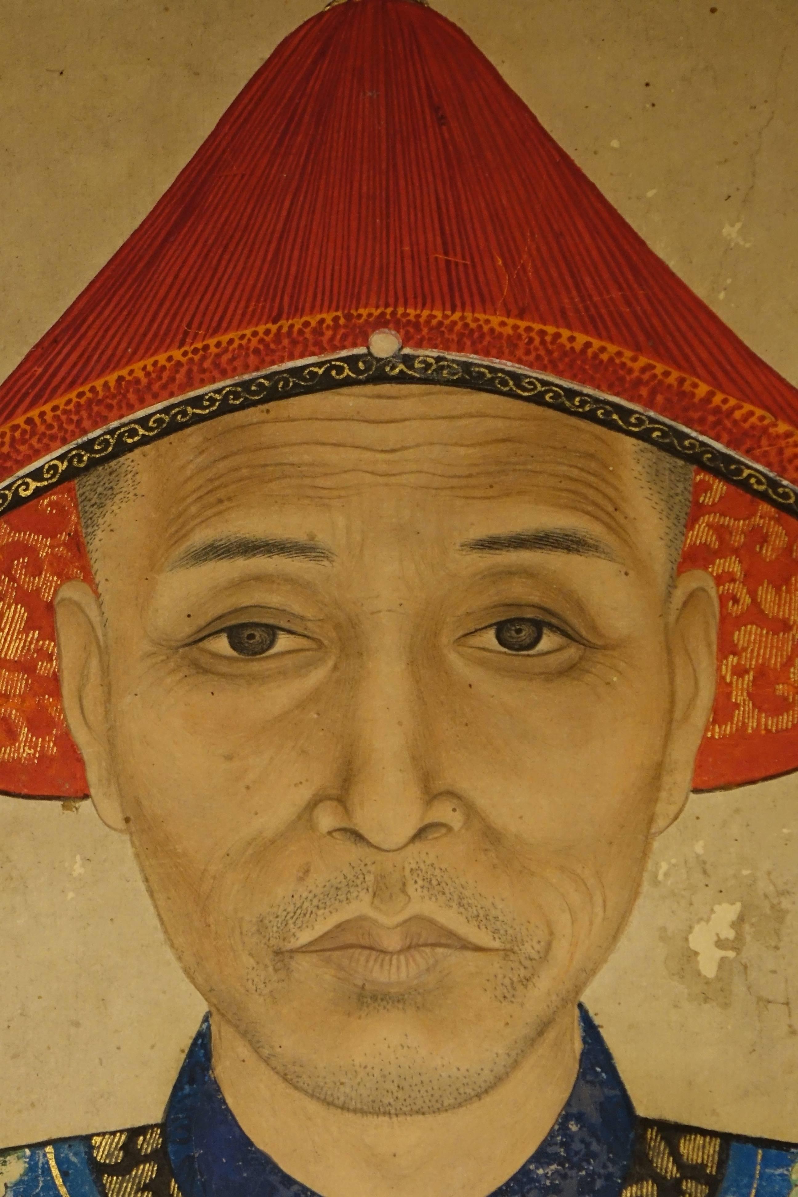 Large Silk Painting Portrait of a Mandarin, 19th Century, Qing Dynasty, China 2