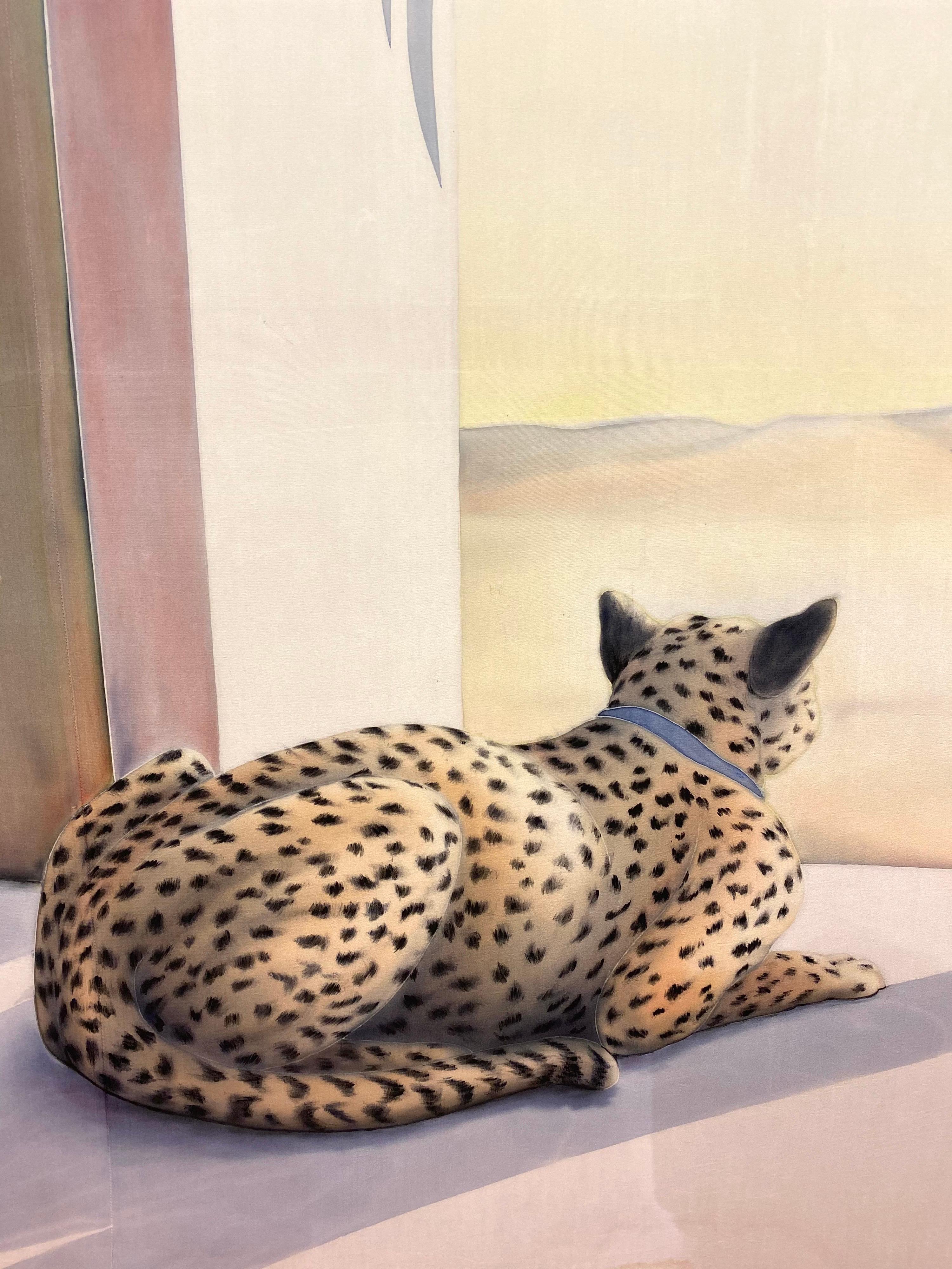 Large silk painting with cheetah

Measures: 56.5