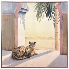 Large Silk Painting with Cheetah