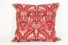 Large Silk Pillow with Metallic Red Beads