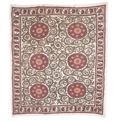Large Silk Suzani from Samarkand Uzbekistan, 1930s